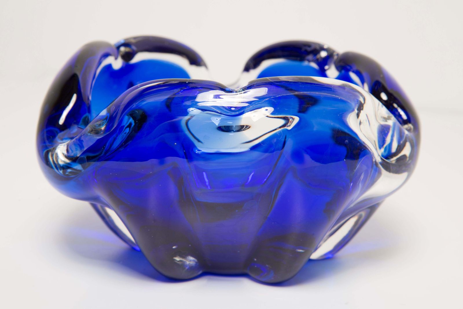 Mid Century Murano Blue Glass Bowl Ashtray Element, Italy, 1970s photo 255.0