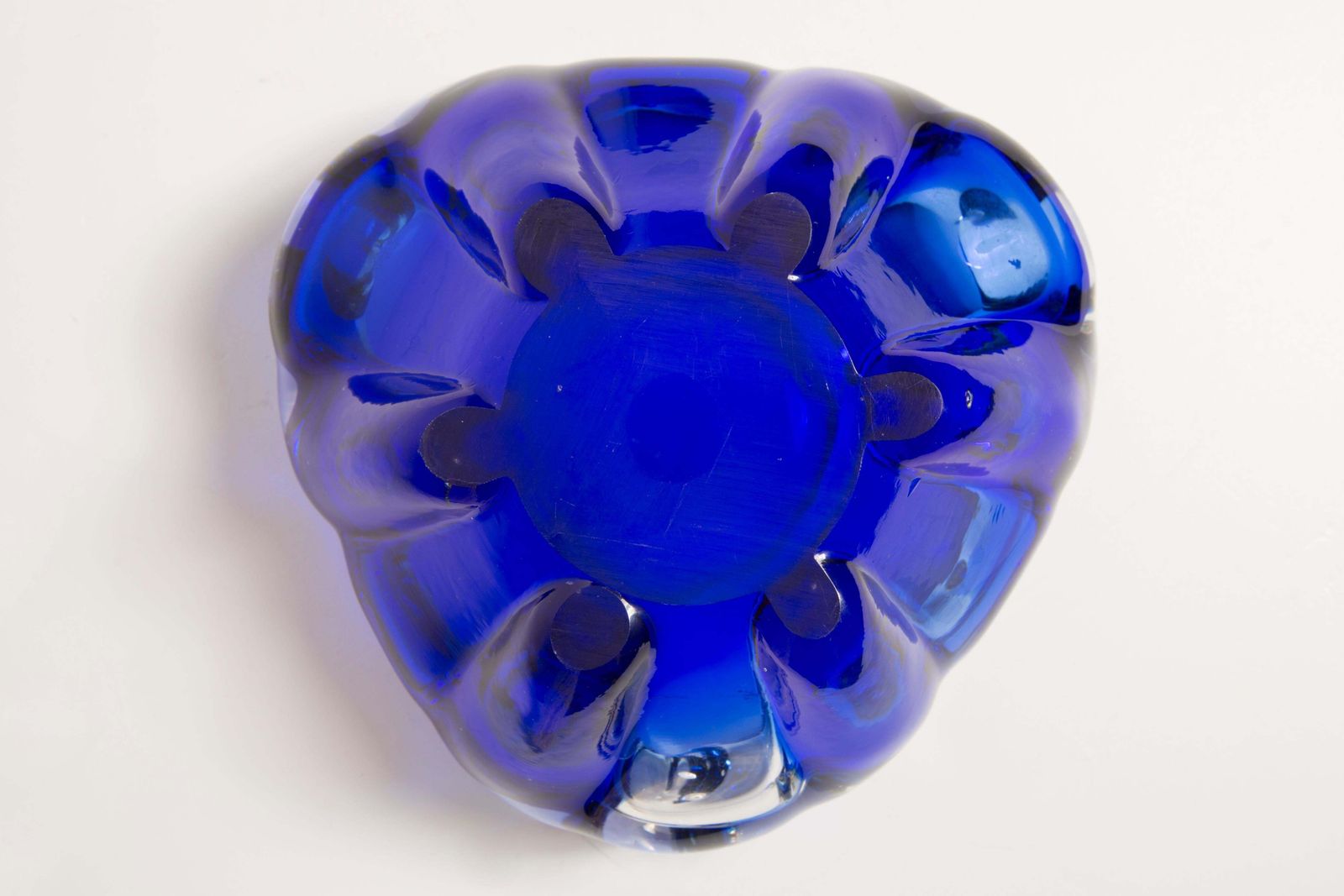 Mid Century Murano Blue Glass Bowl Ashtray Element, Italy, 1970s photo vintage