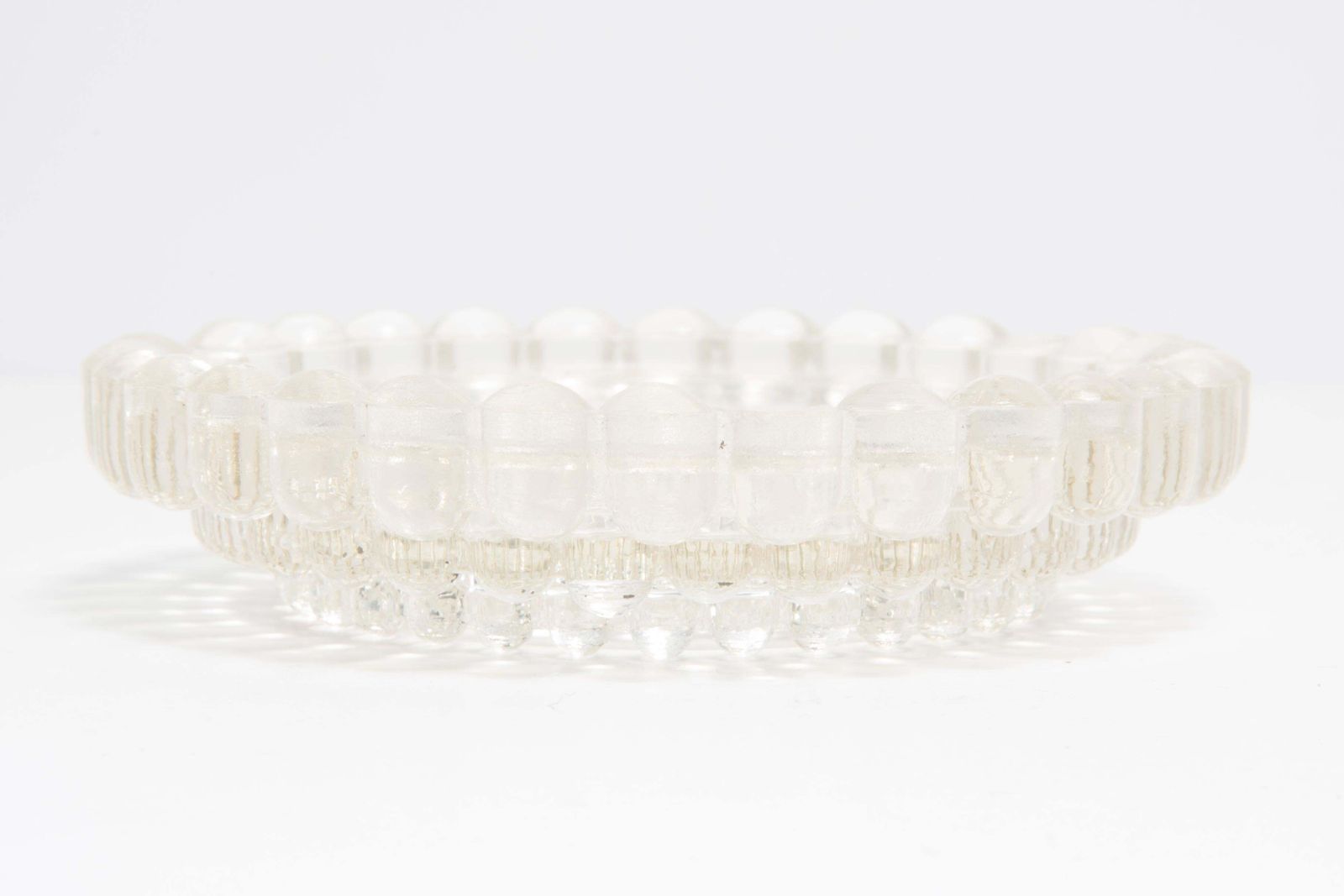Mid Century Crystal Glass Dots Bubbles Ashtray Bowl, Italy, 1970s photo furniture