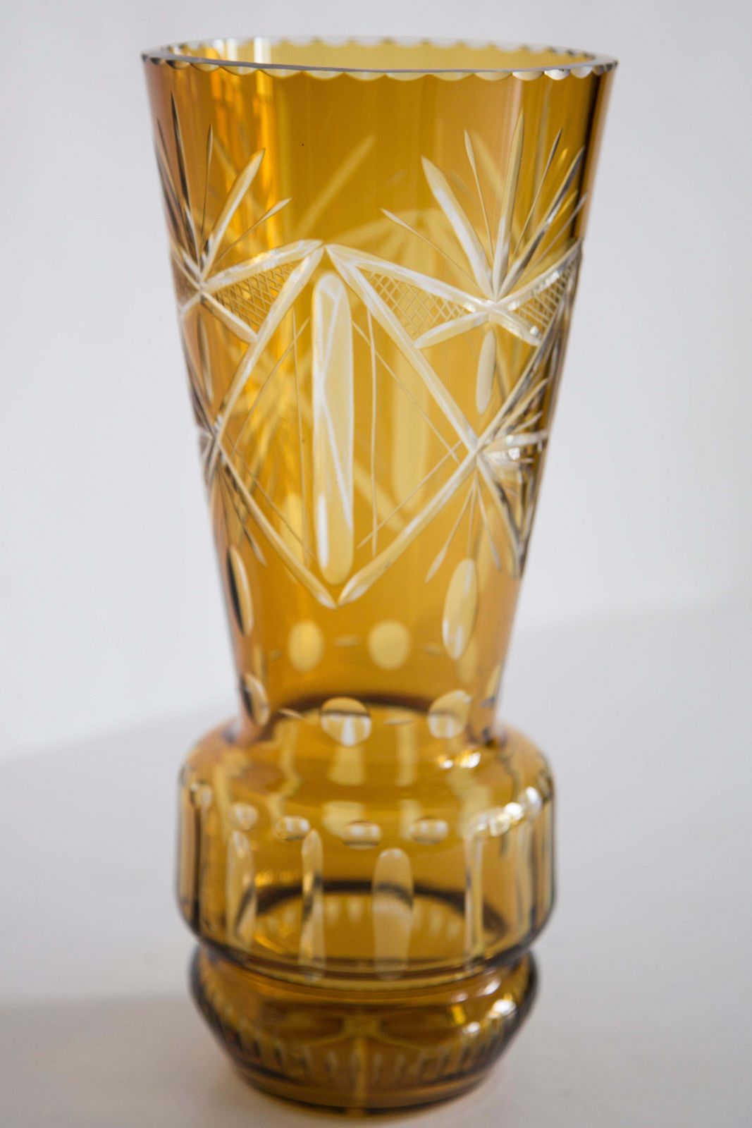 Mid Century Vintage Big Yellow Crystal Vase, 20th Century, Europe, 1960s photo buy