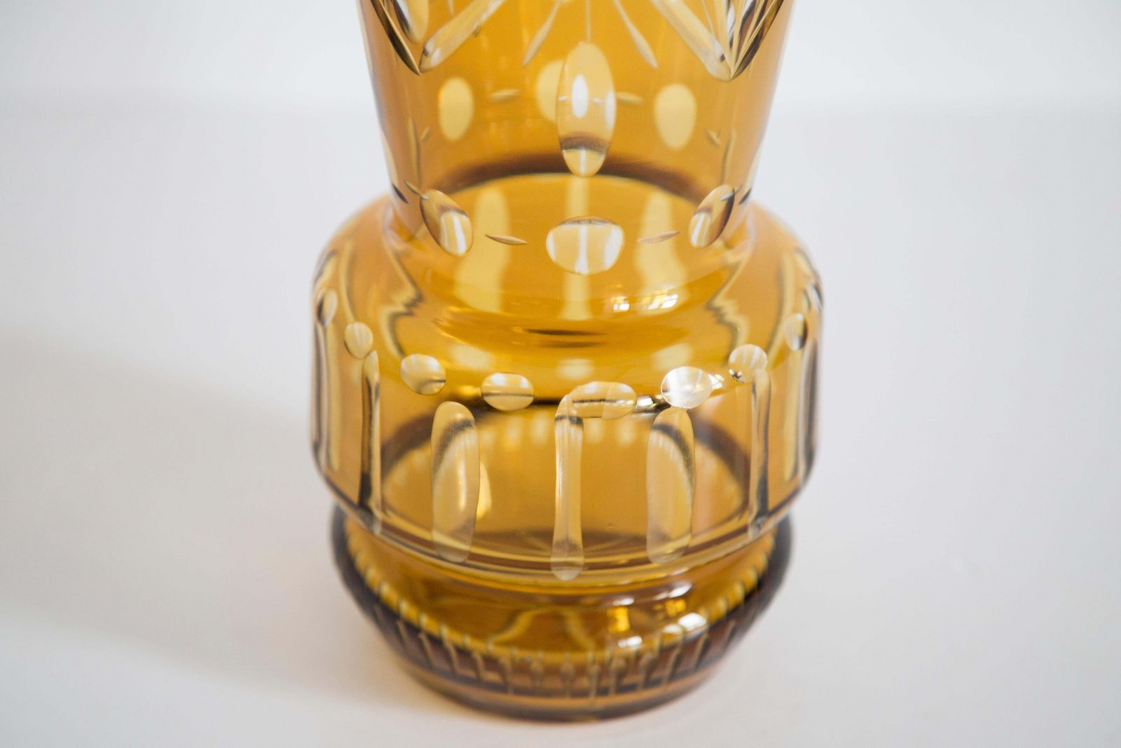 357.0 Mid Century Vintage Big Yellow Crystal Vase, 20th Century, Europe, 1960s photo