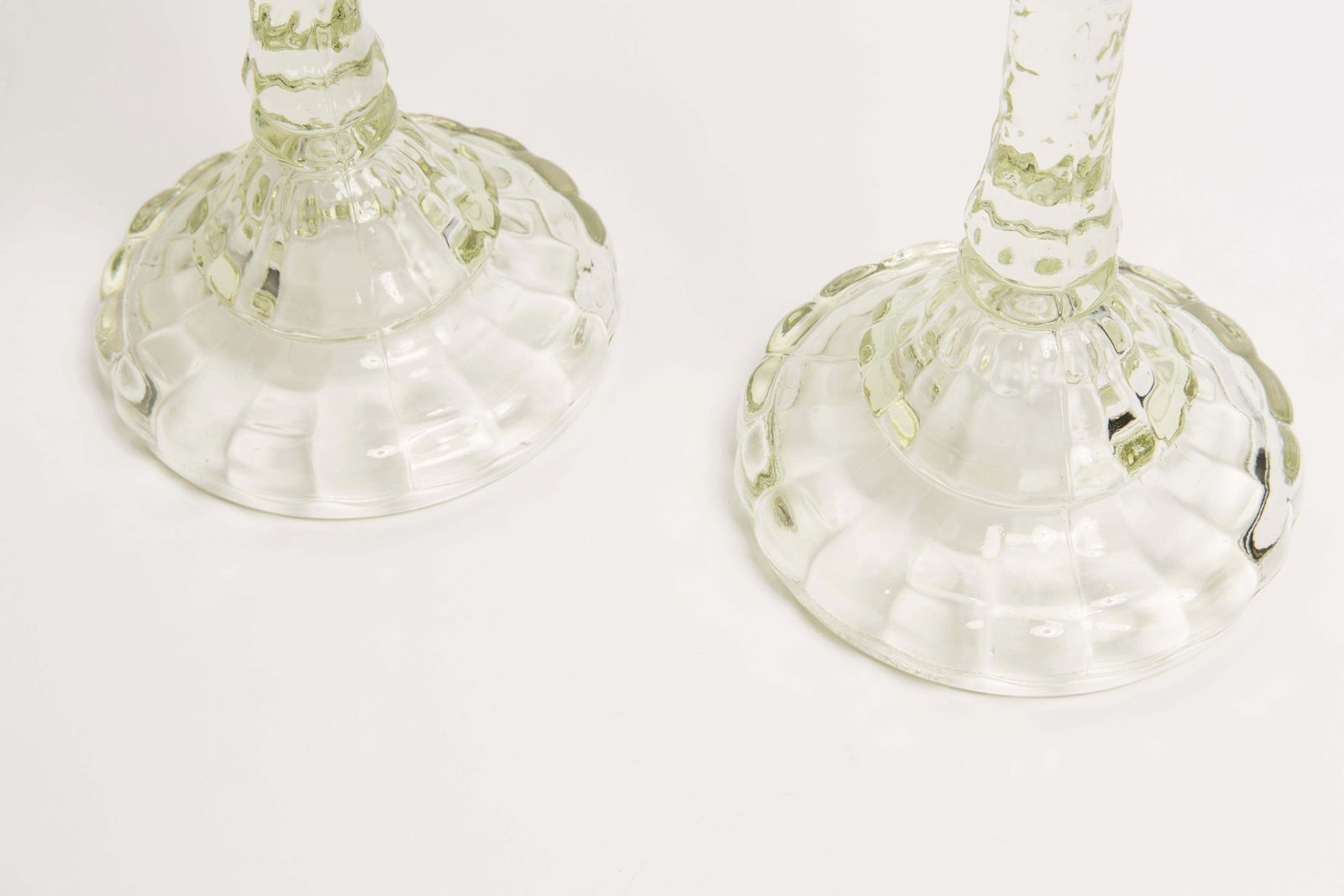 Set Of Two Mid Century Light Green Glass Candlesticks, Europe, 1960s photo 112.0