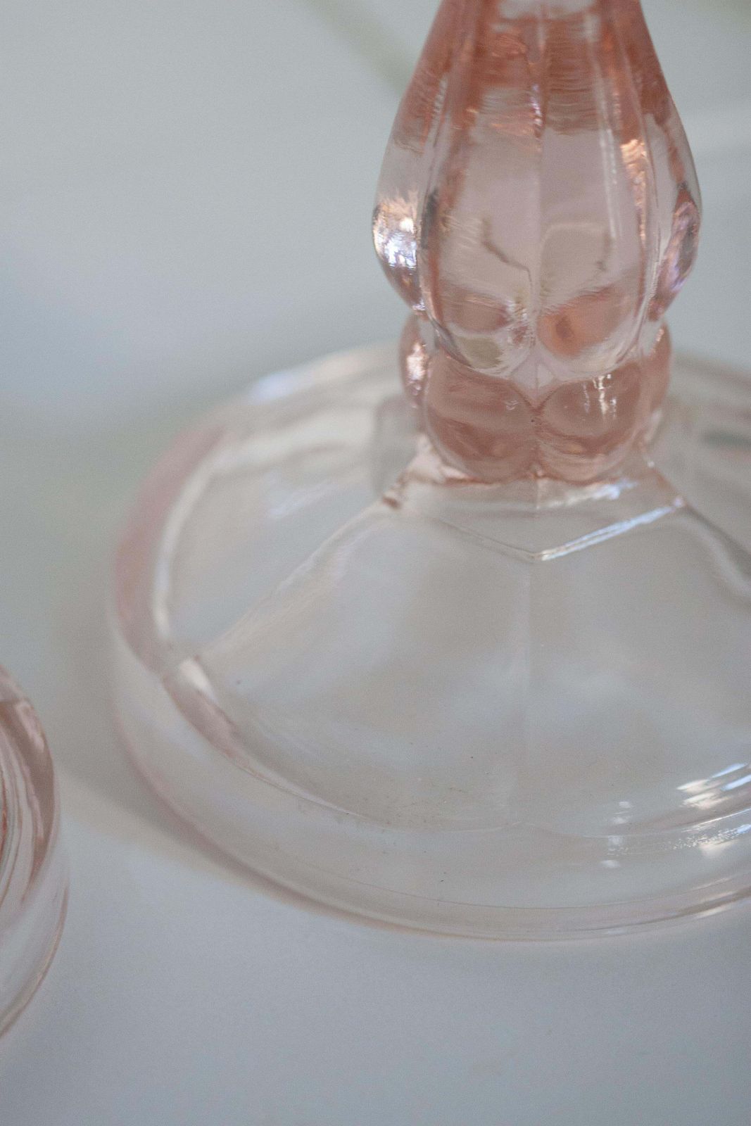 Home Decor Set Of Two Mid Century Light Rose Pink Glass Candlesticks, Europe, 1960s photo