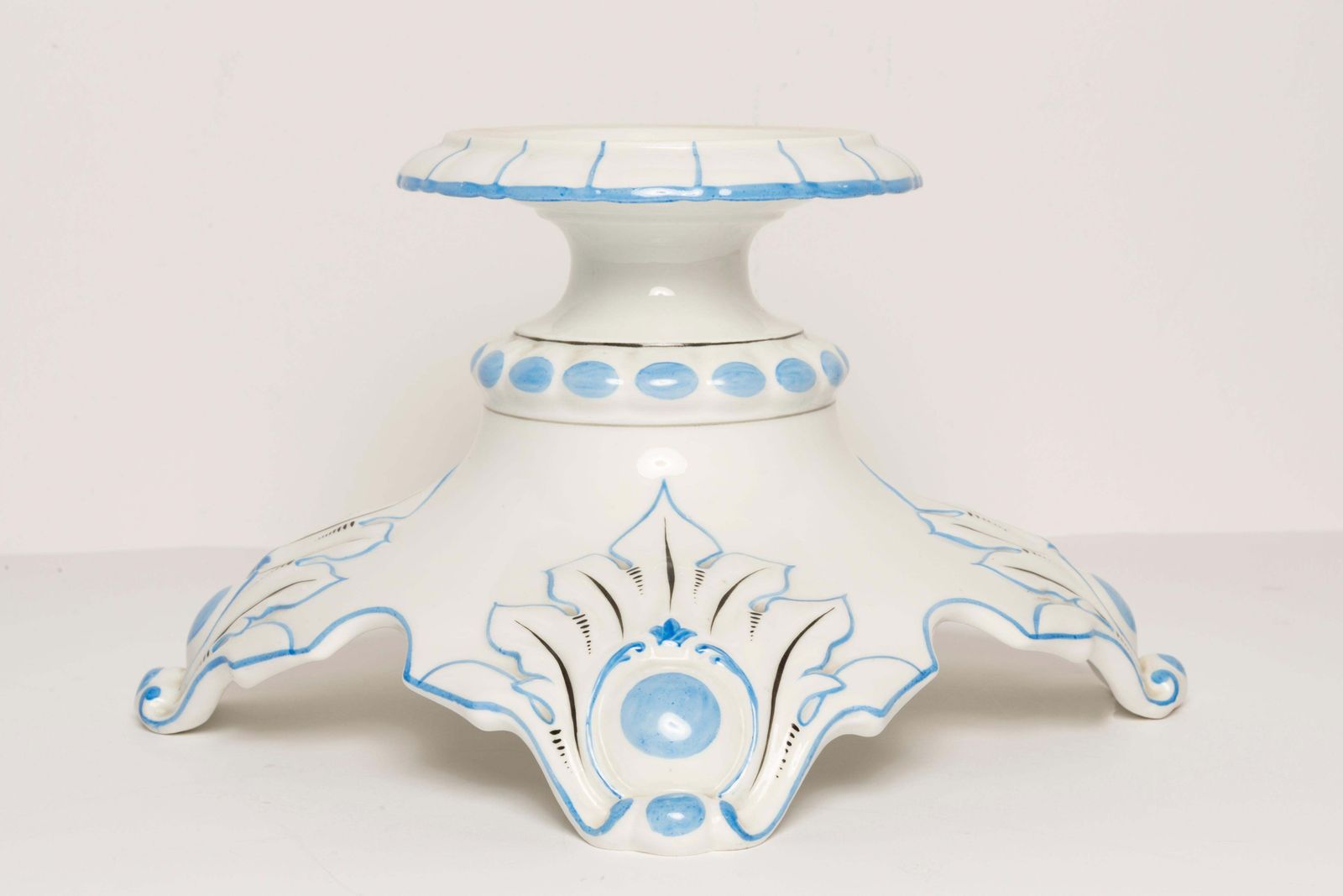 20th Century Ceramic White And Blue Candlestick, France, 1960s photo buy