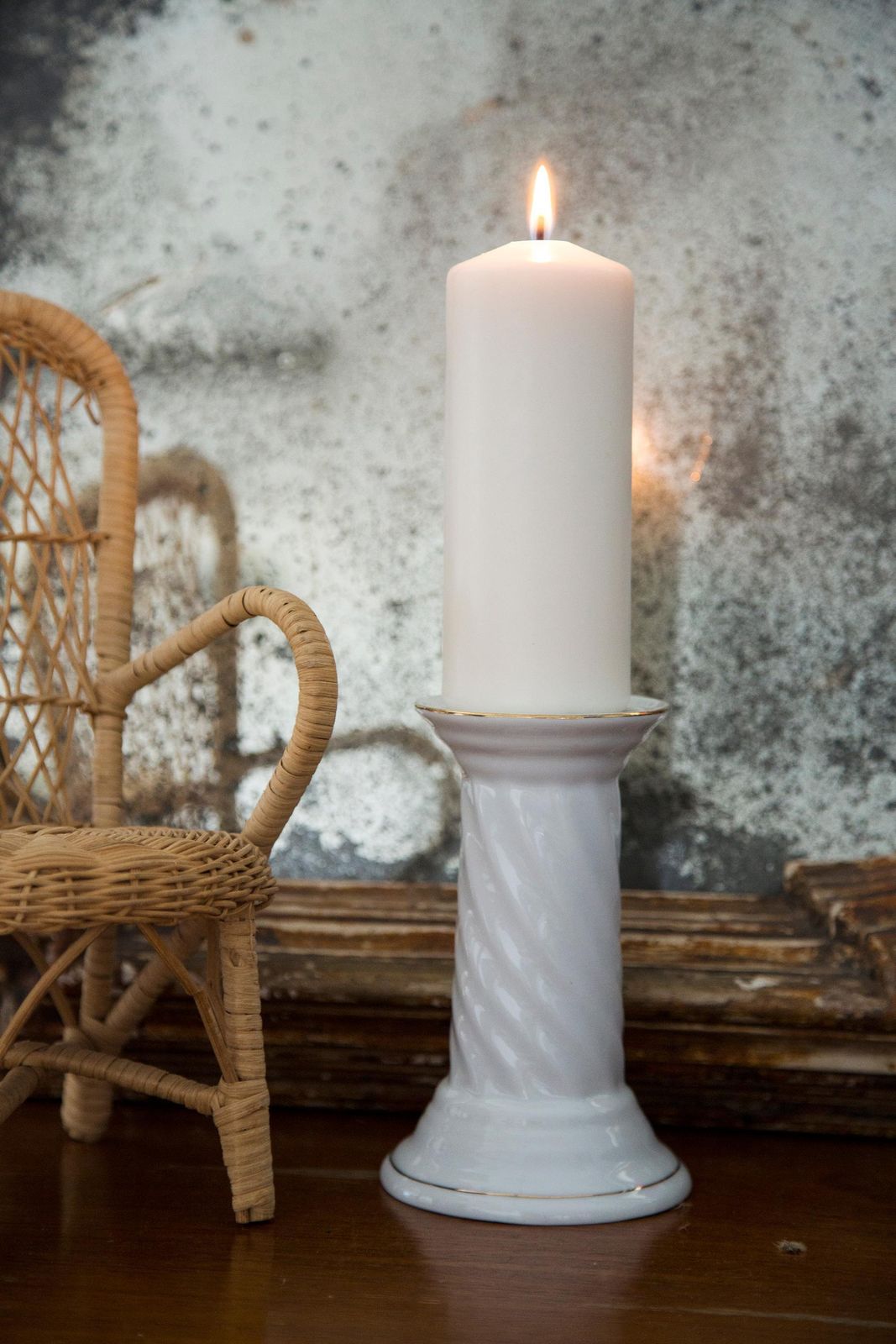 20th Century Ceramic White Candlestick, France, 1960s photo furniture