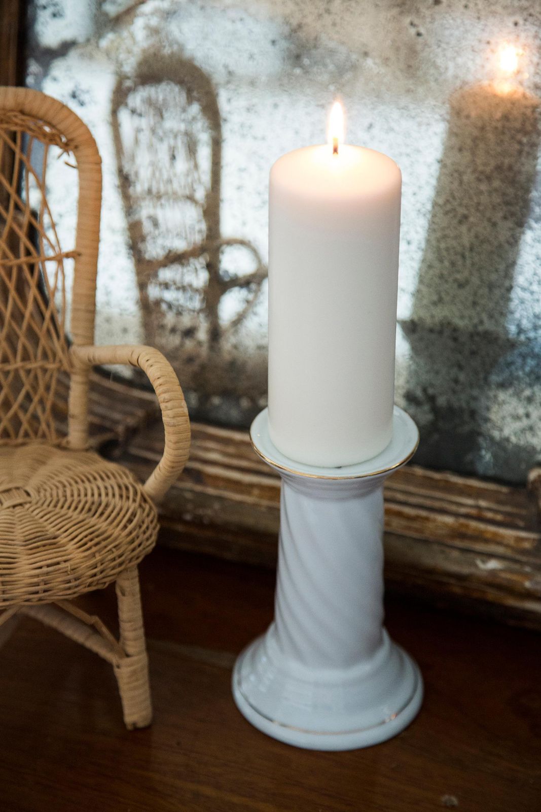 20th Century Ceramic White Candlestick, France, 1960s photo Home Decor