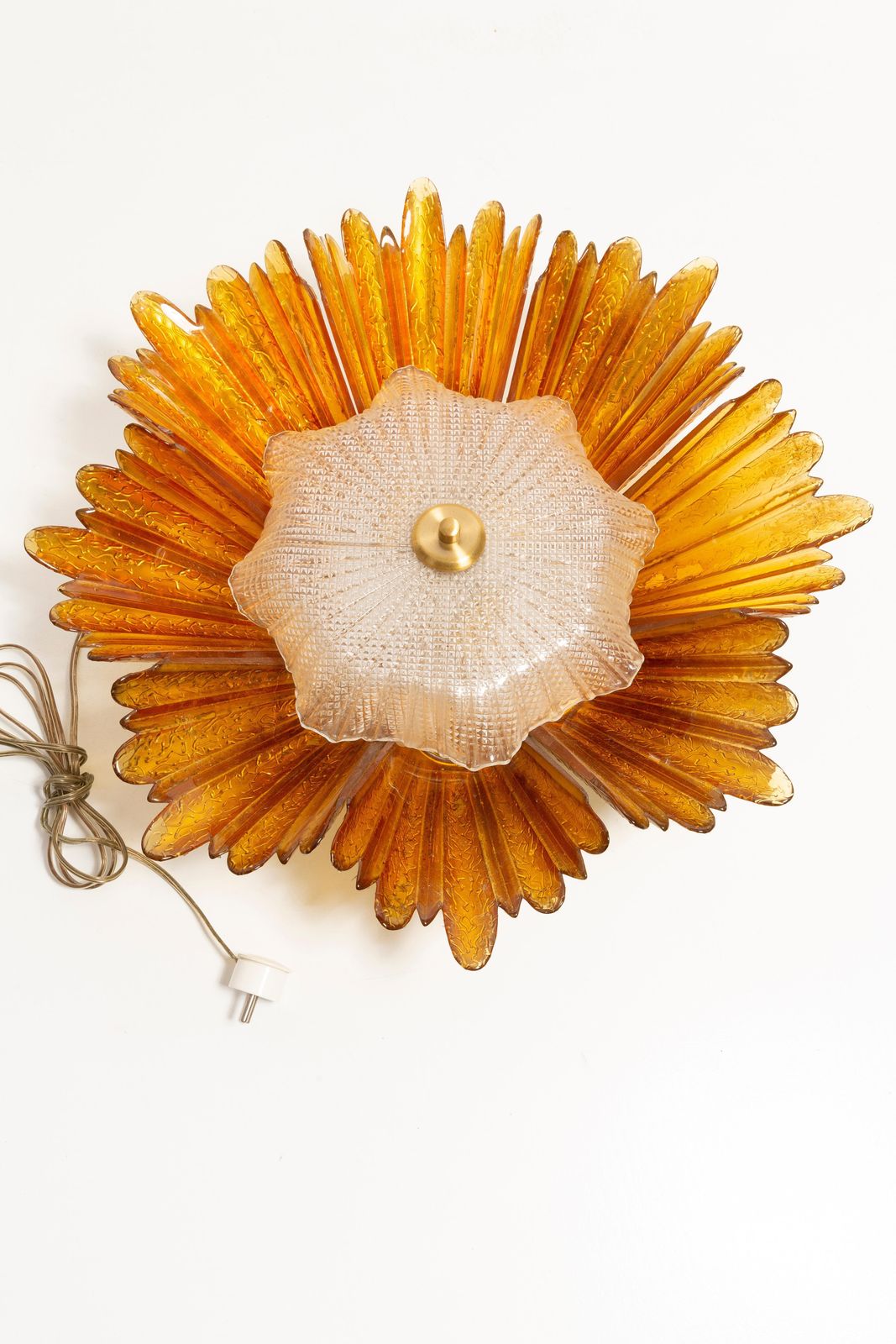 Big Hollywood Regency Sunburst Wall Lamp, Murano Glass, Italy, 1960s photo vintage