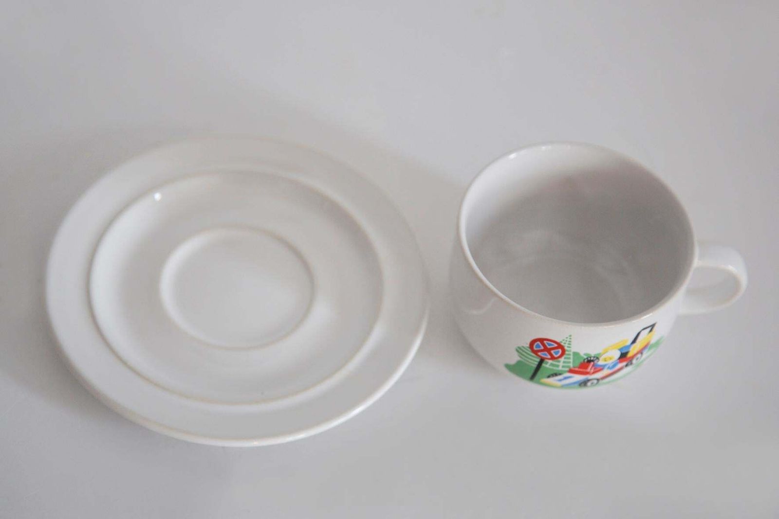Mid Century Porcelain White Lego Formula 1 Tea Coffee Service Cups, Poland, 1960 photo vinterior