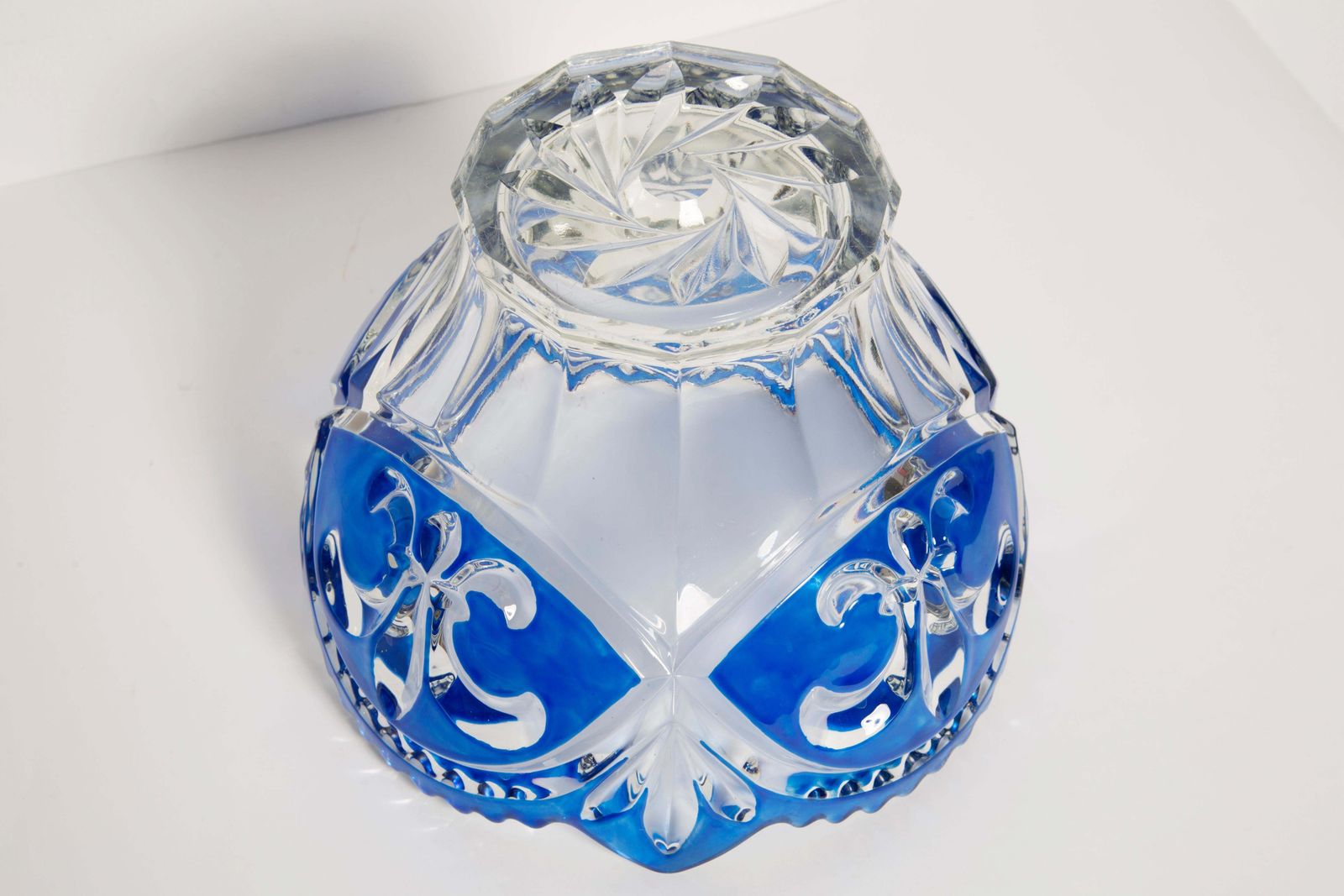 photo furniture Vintage Blue Decorative Crystal Glass Plate, Italy, 1960s