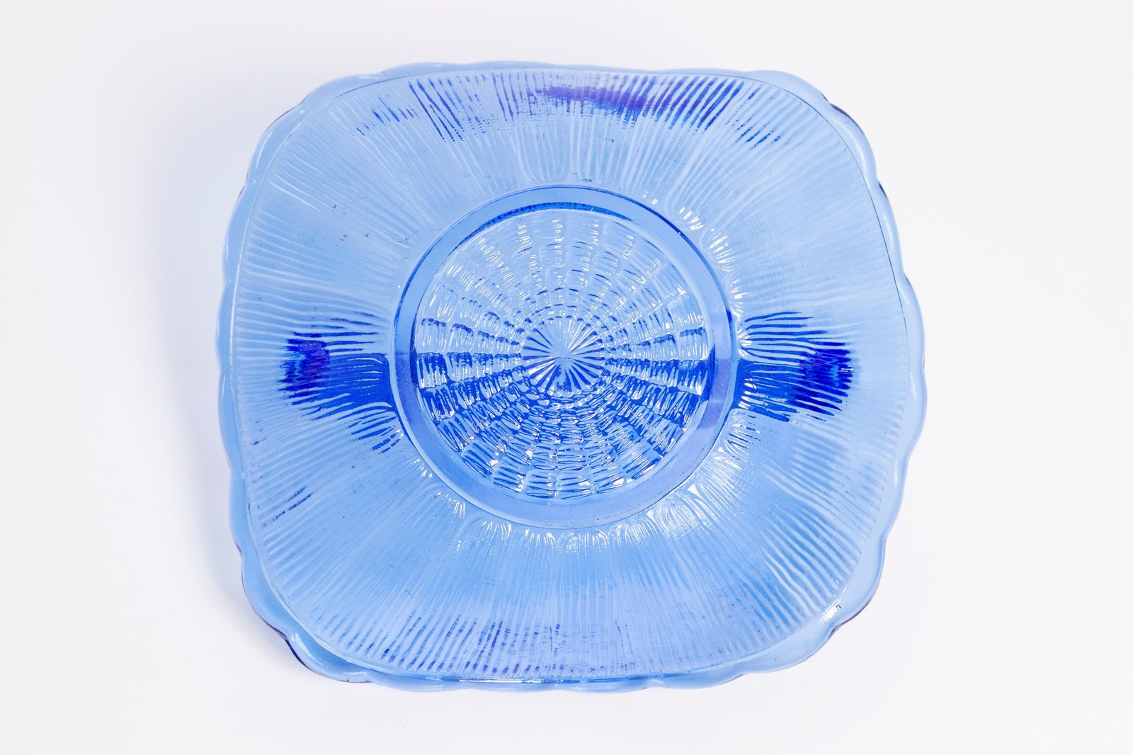60.0 Vintage Blue Decorative Glass Basket Bowl, Drost, Europe, 1960s photo