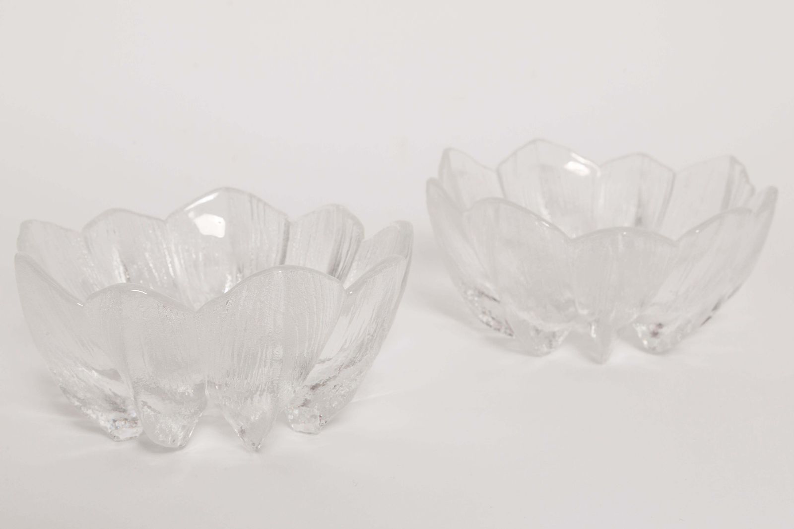 Vintage Transparent Decorative Glass Flower Bowls, Drost, Europe, 1960s photo for sale