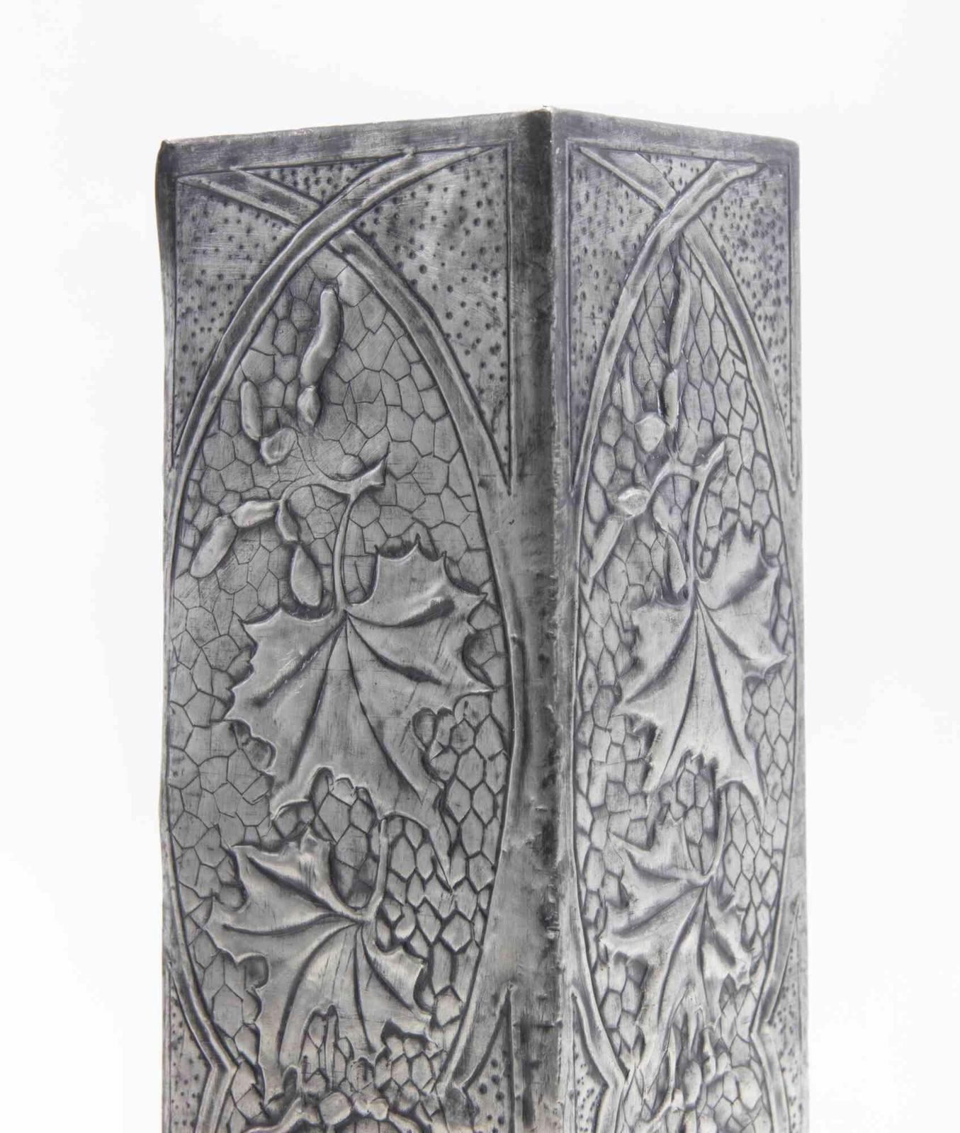 Set Of 2 Art Nouveau Pewter Vases, Italy, Early 20th Century photo for sale