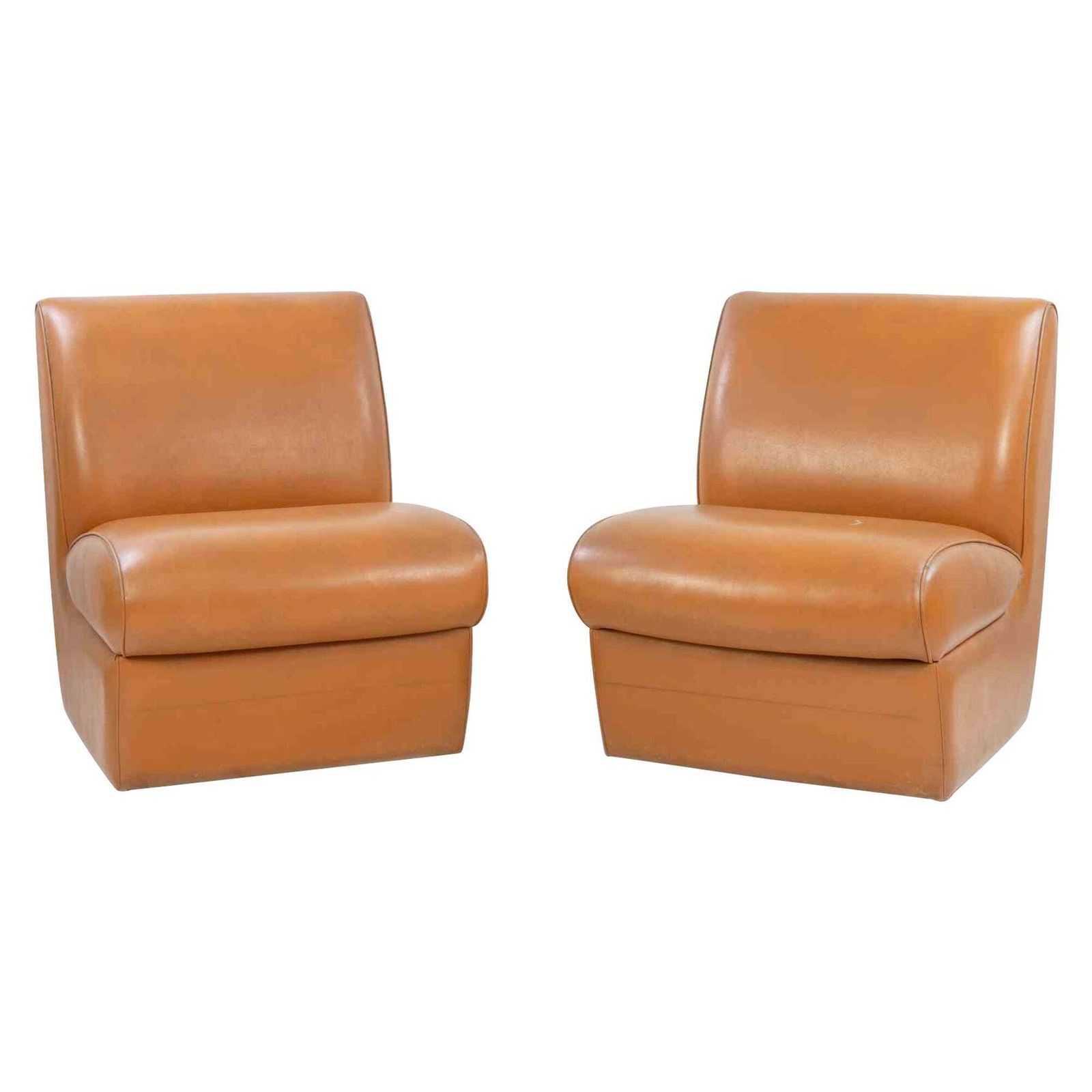 Set Of 2 Vintage Vinyl Leather Armchairs, 1980s