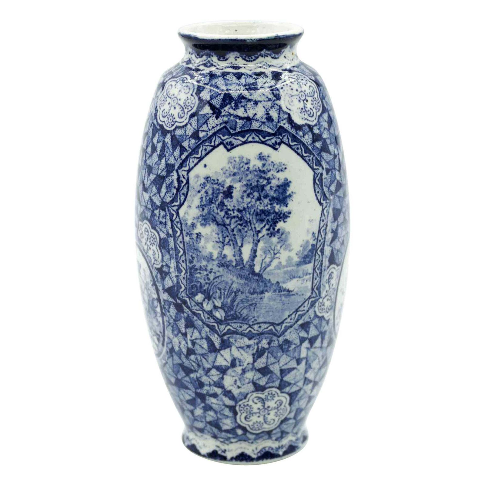 Ceramic Blue Vase By Franz Anton Mehlem, Late 19th Century