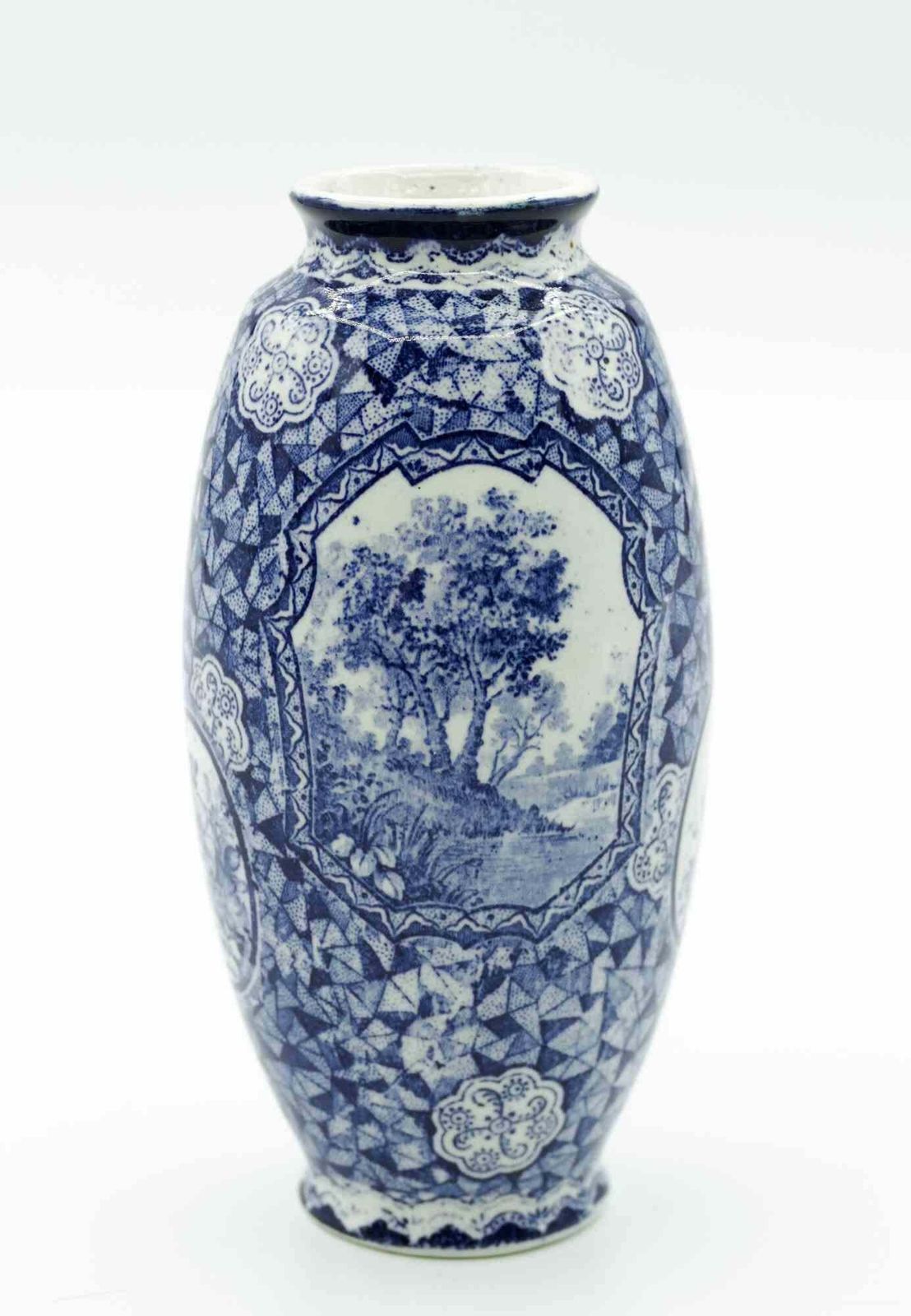 Ceramic Blue Vase By Franz Anton Mehlem, Late 19th Century photo furniture