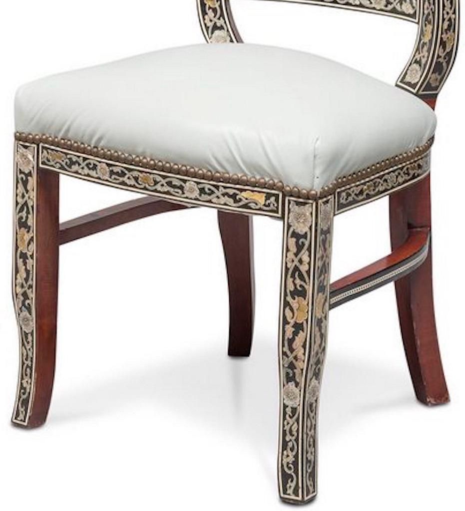 Pair Of Mahogany Chairs, Arab Manufacture, Early 20th Century photo for sale