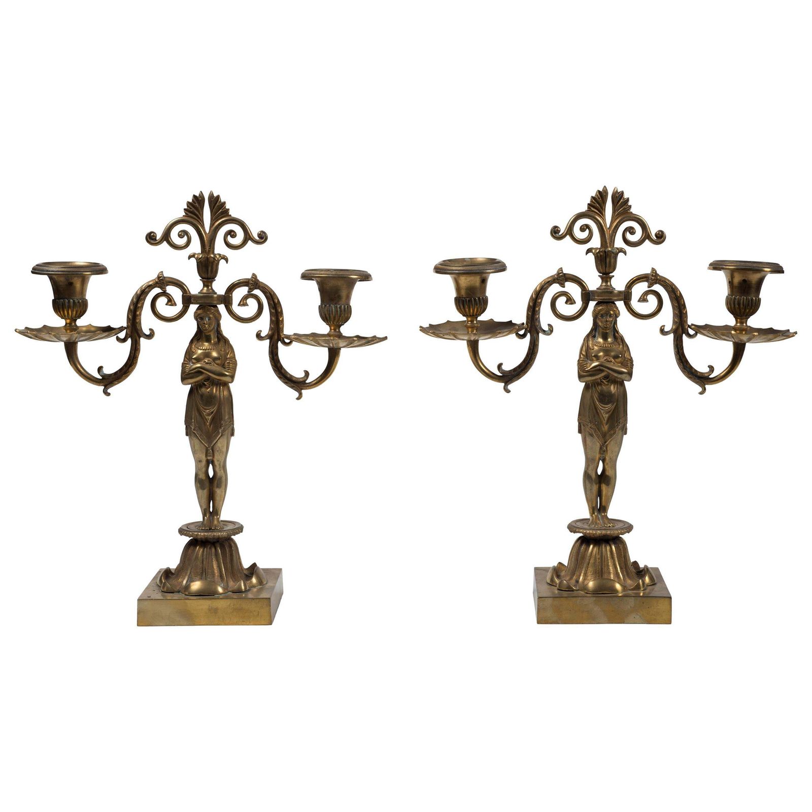 Ancient Pair Of Candleholders, French Manufacture 19th Century