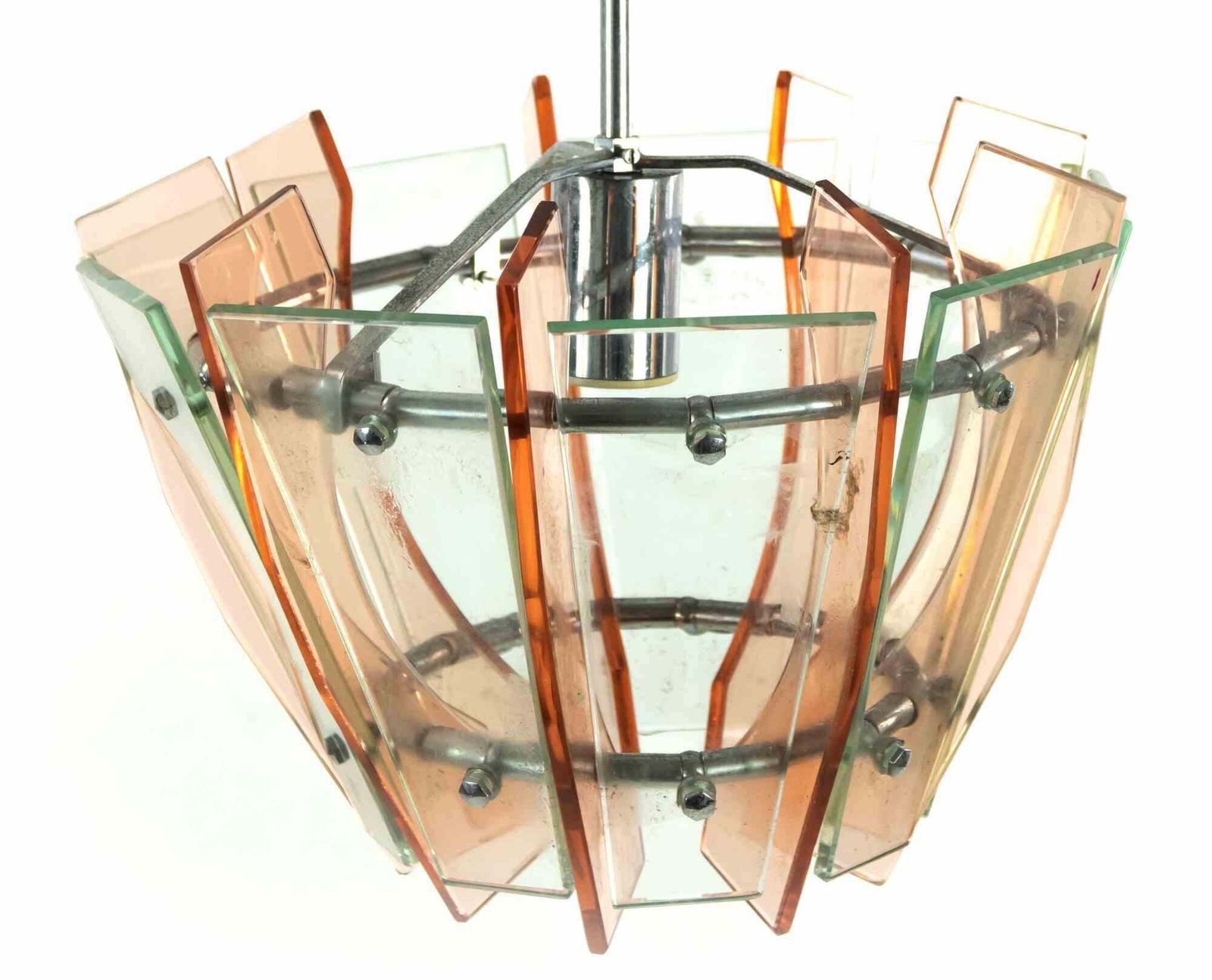 Pink And Green Vintage Chandelier, Italy, 1970s photo Lighting