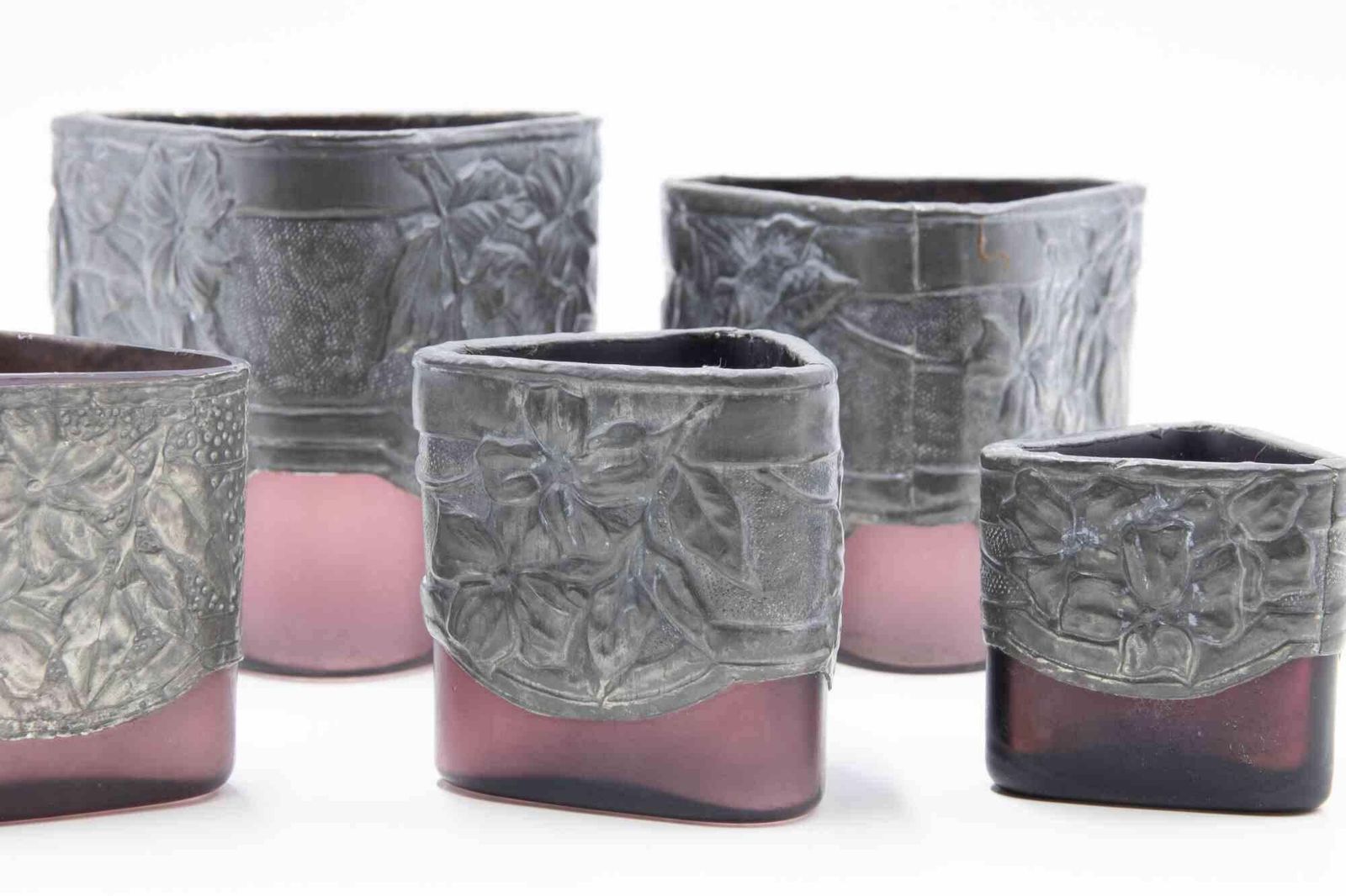 Set Of 5 Art Nouveau Pewter Vases, Italy, Early 20th Century photo Home Decor