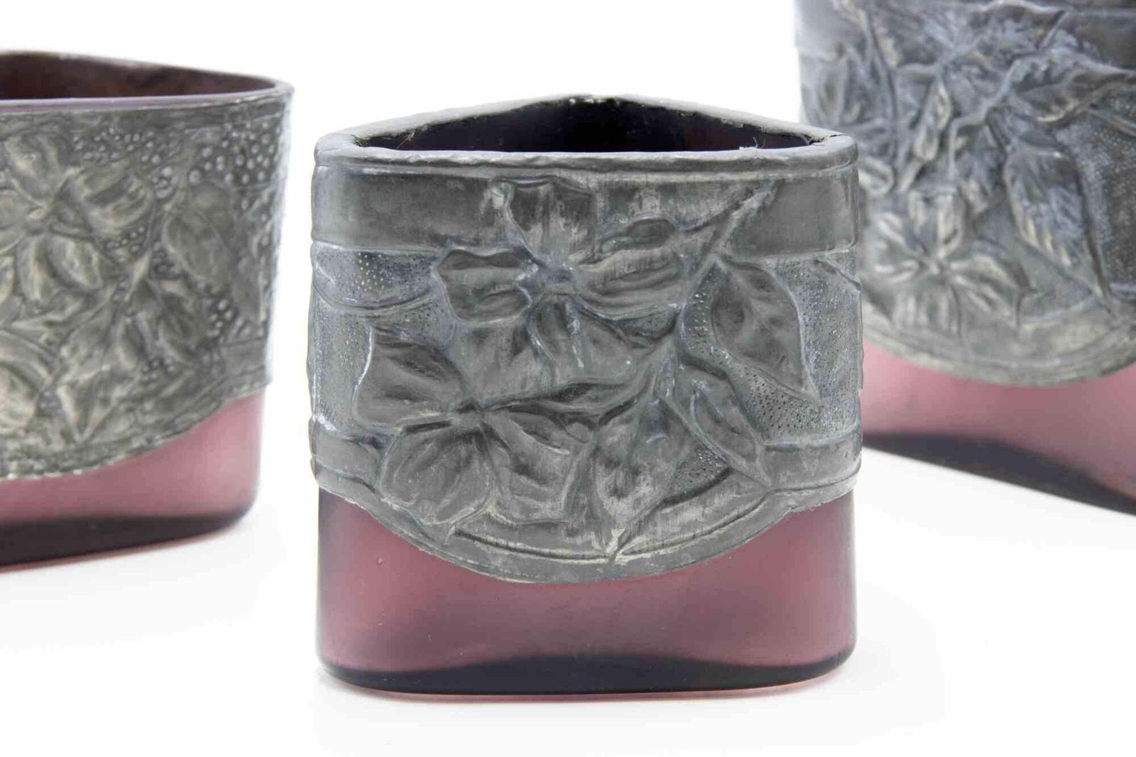 Set Of 5 Art Nouveau Pewter Vases, Italy, Early 20th Century photo buy
