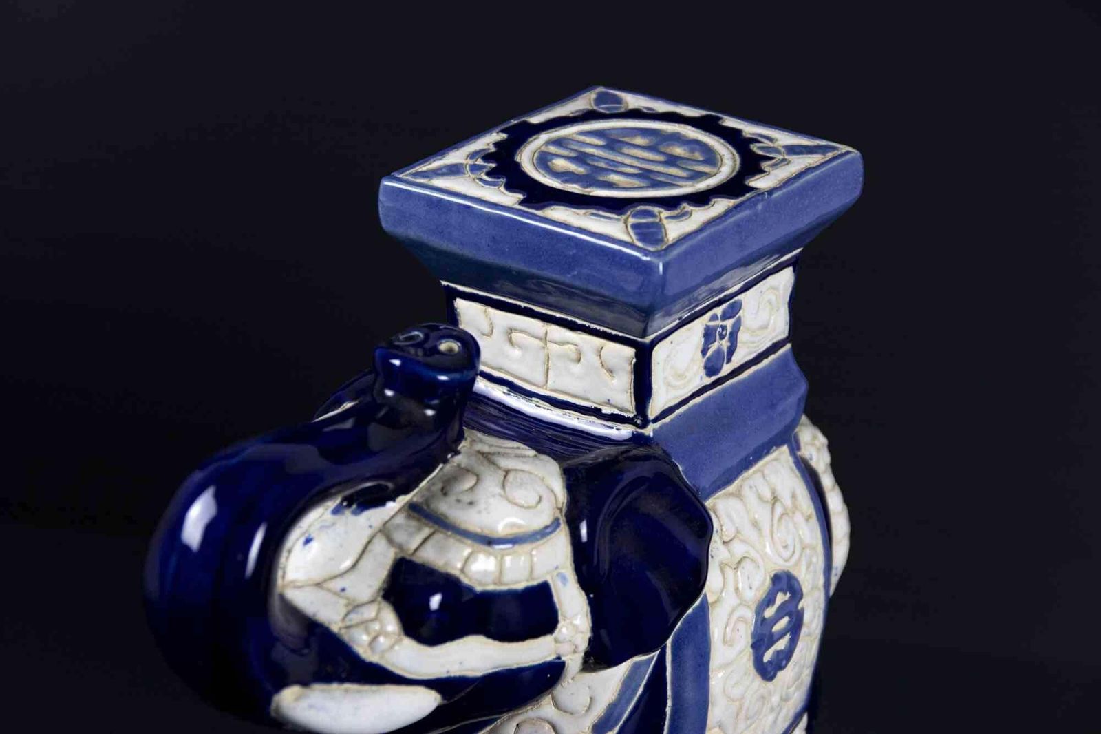Blue Elephant Of The Good Luck, Vintage Ceramic Sculpture, 1970s photo 510.0