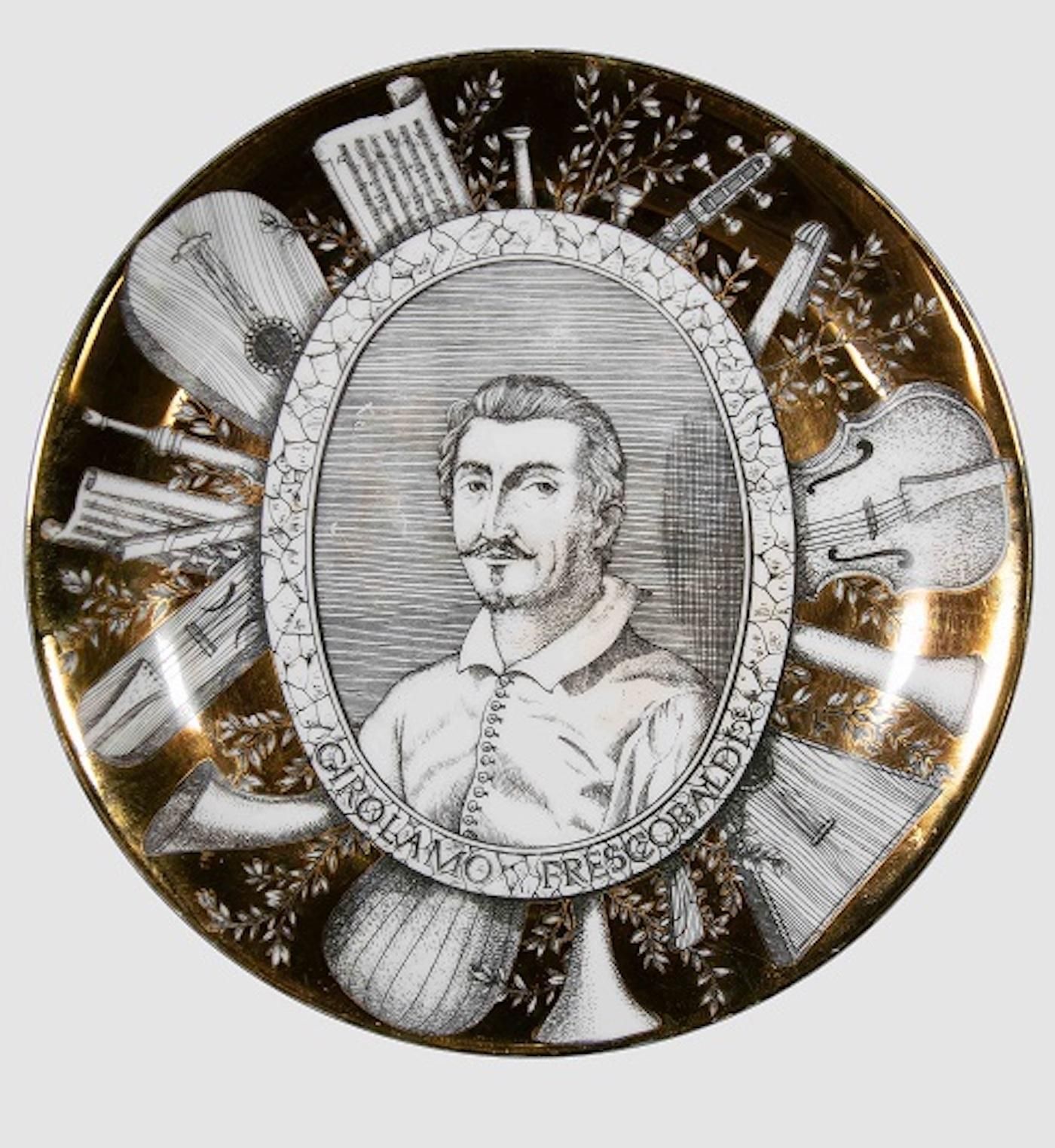 Set Of Two Plates "Grandi Maestri" By P. Fornasetti, 1967 photo Home Decor