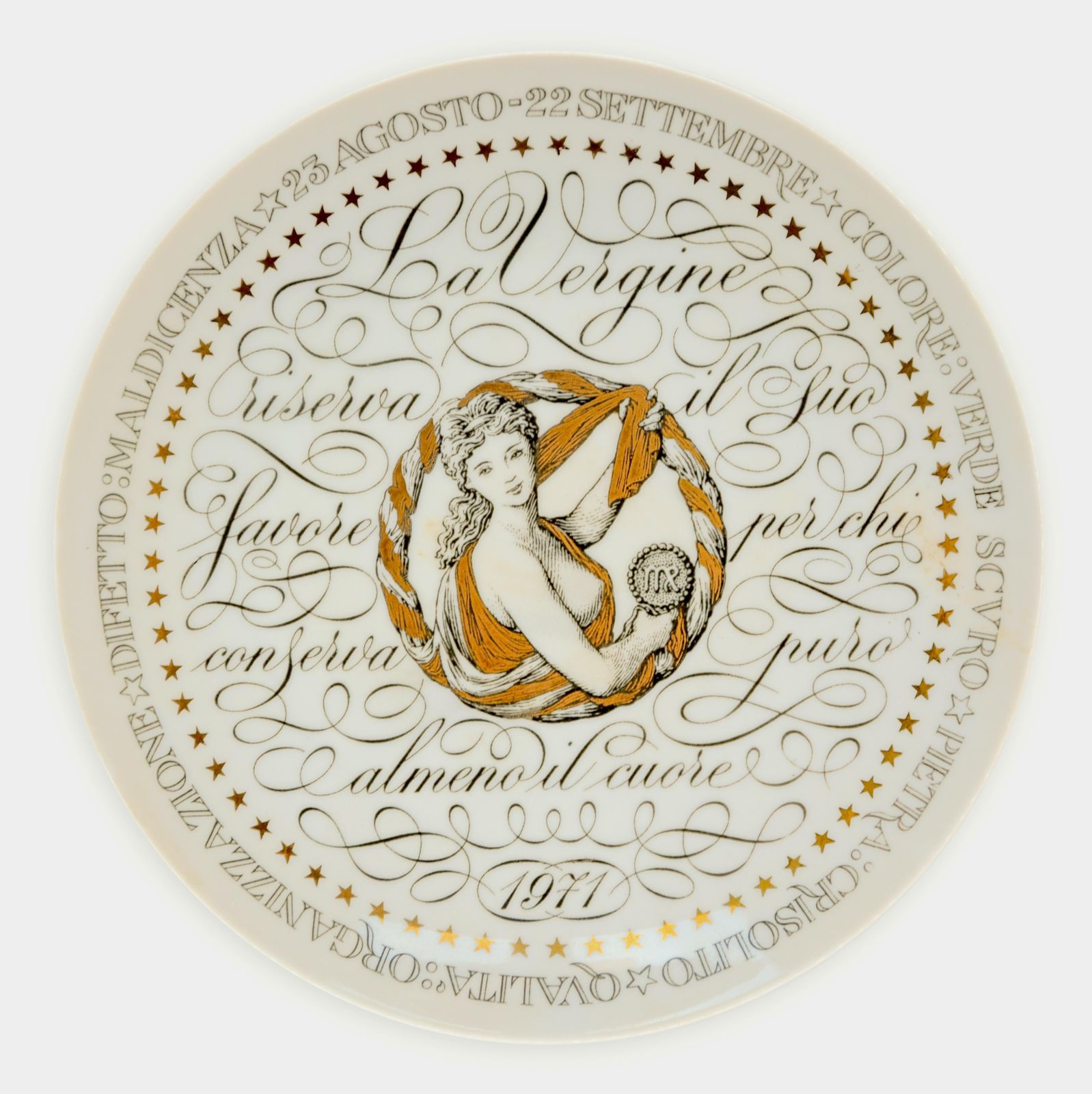Earth Signs, Set Of 3 Plates From Zodiac Plate Series By P. Fornasetti, 1965 photo 1020.0