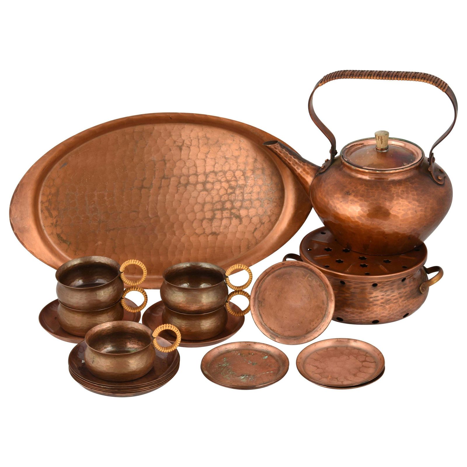 Vintage Copper Tea Set By Eugen Mint, Germany, 1960s