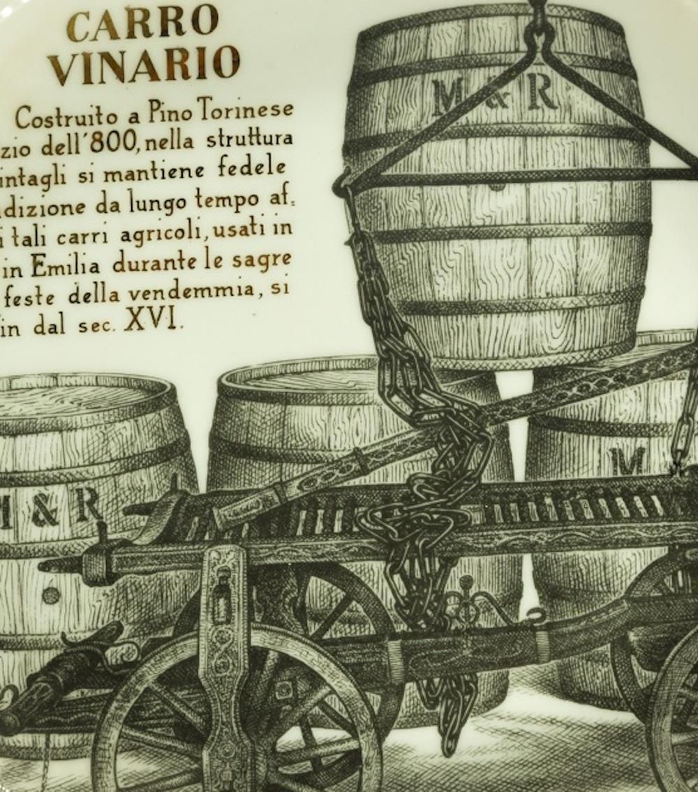 Carro Vinario Plate For Martini & Rossi, By P. Fornasetti, 1960s photo Home Decor