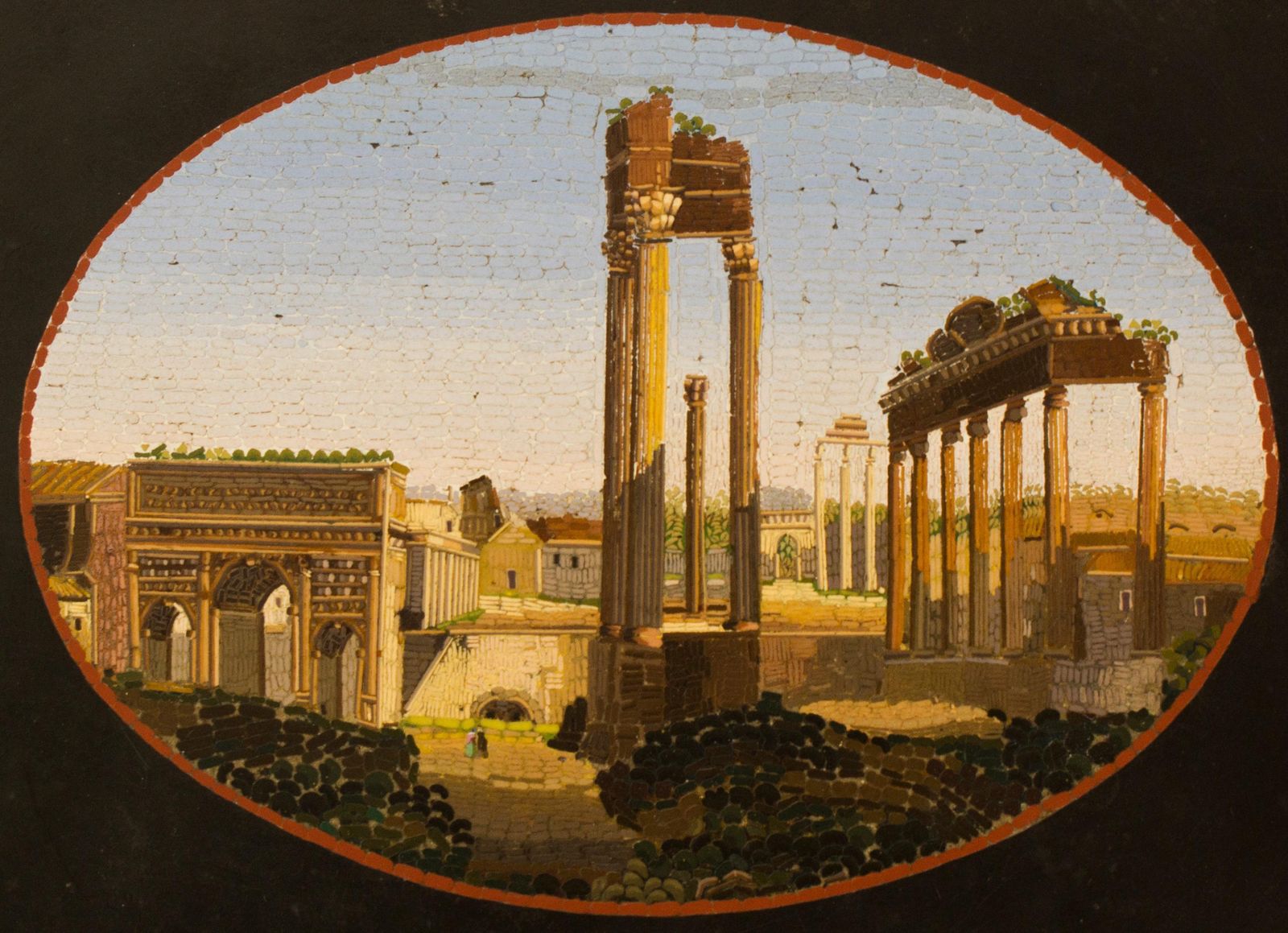 Paperweight In Belgian Marble With Micromosaic Representing The Forum Romanum photo Home Decor
