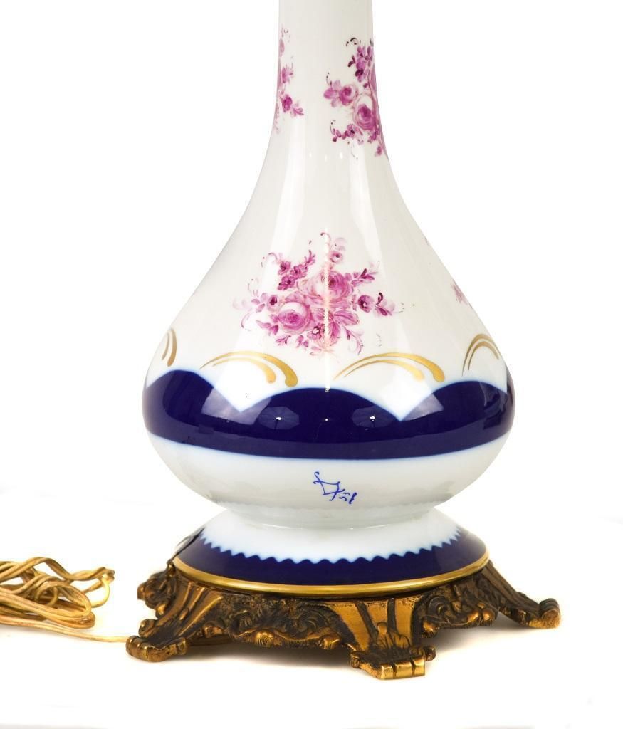 Pair Of Porcelain Lamps By French Manufacture, Early 20th Century photo for sale