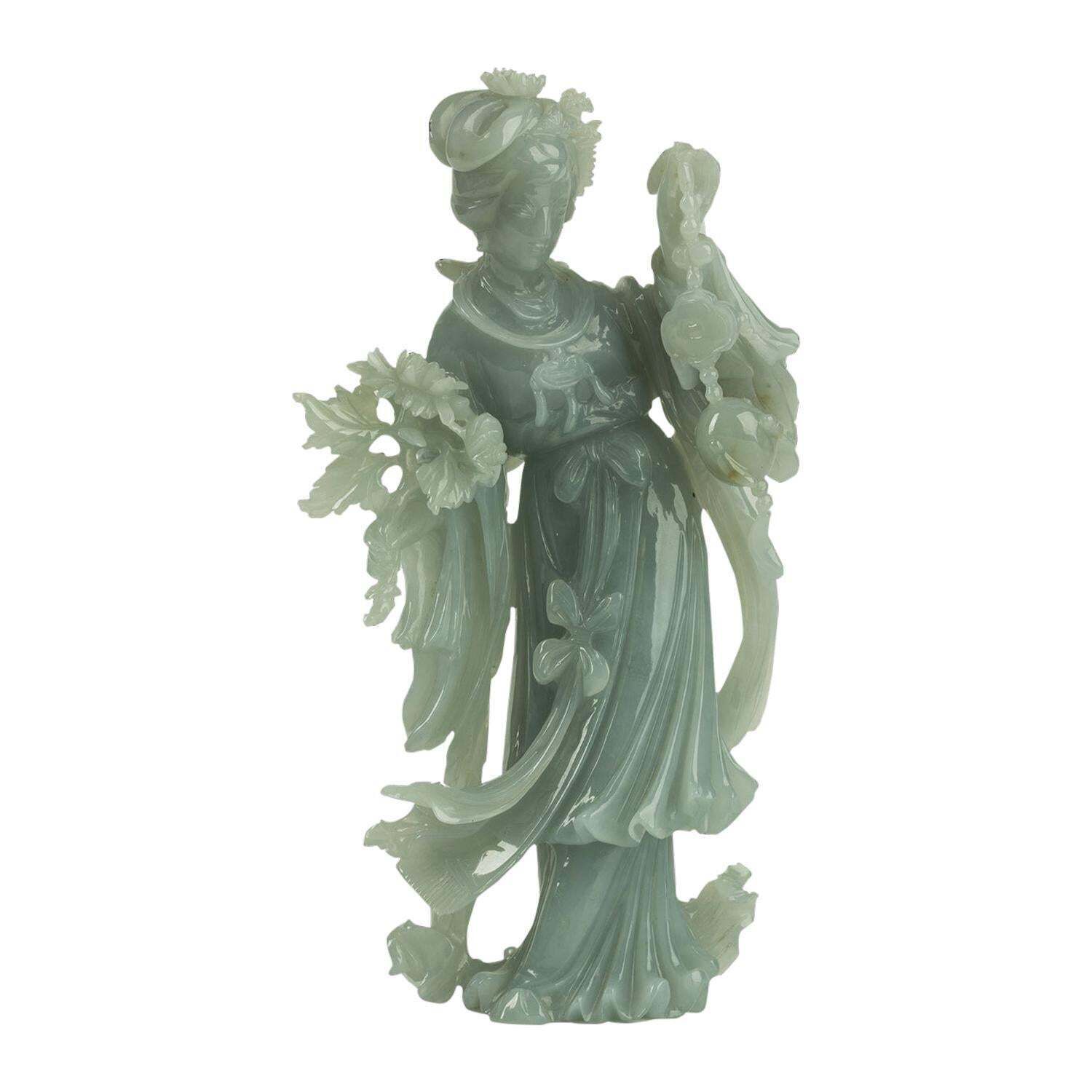 Jadeite Carving Of A Standing Lady, China, 20th Century
