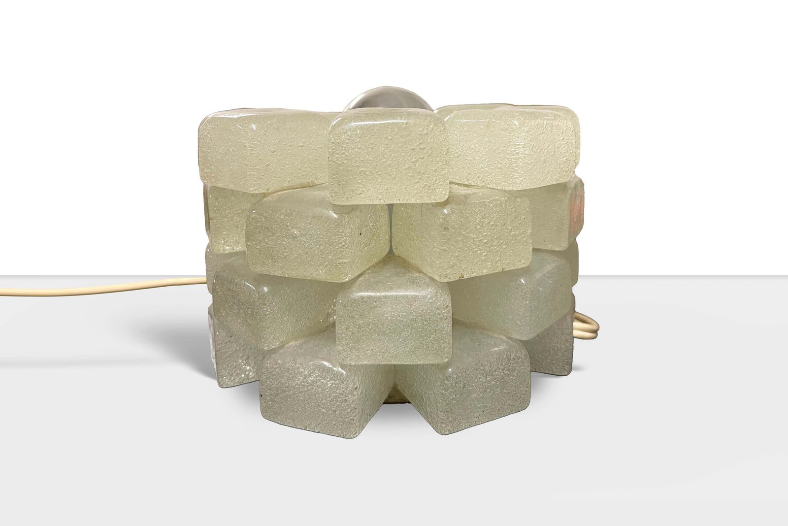 Metal And Pulegoso Glass Table Lamp Attributed Poliarte, Italy, 1970s photo buy