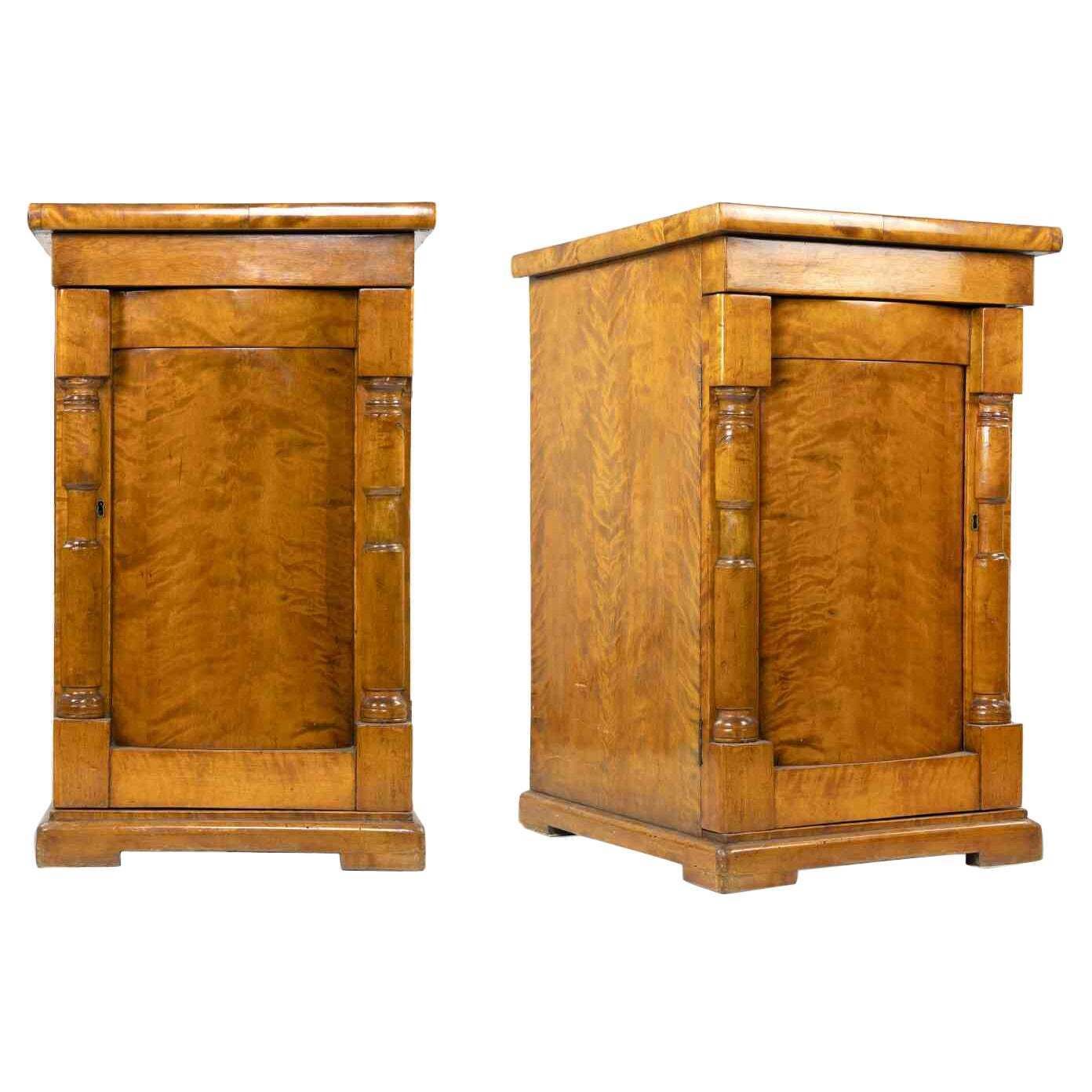 Pair Of French Empire Style Walnut Night Tables, Late 19th Century