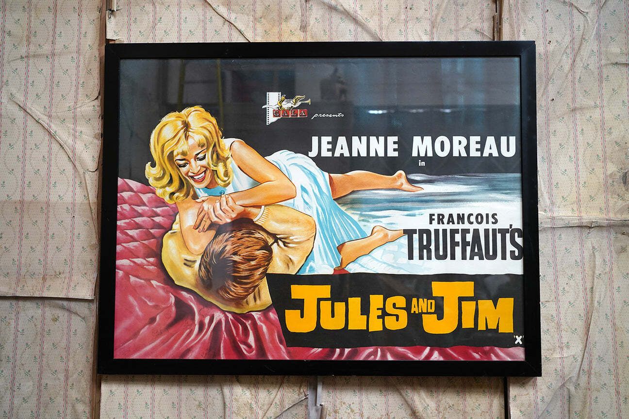 An Original British Quad Cinema Poster For Francois Truffaut’s Jules And Jim C.1962 photo furniture