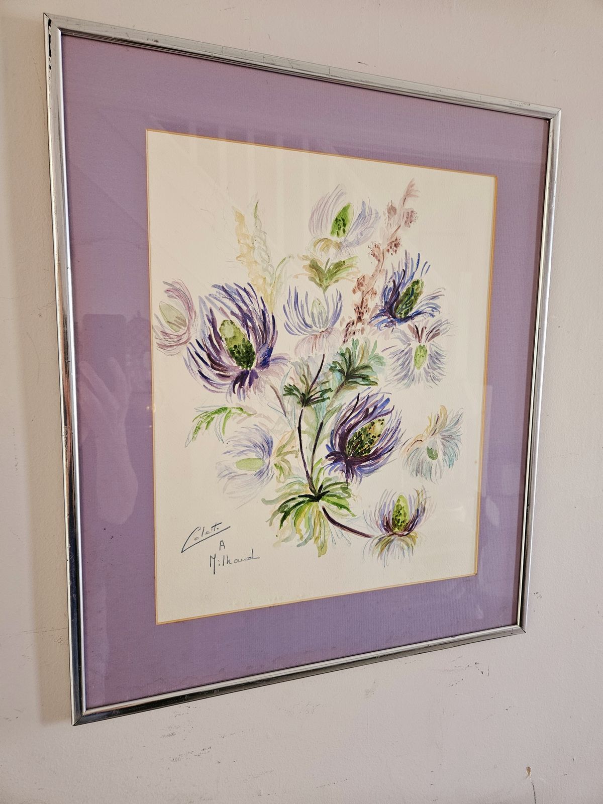 1980's Large, Framed Watercolour From Bankside Gallery Entitled 'Thistles' photo for sale