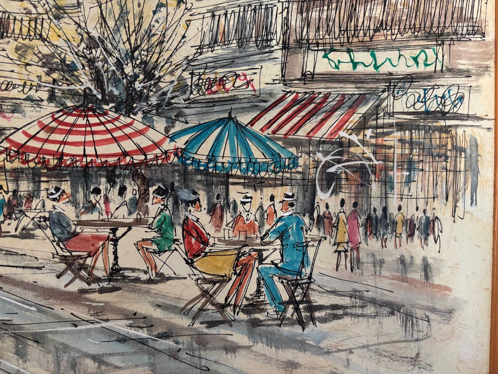 Marie Sadrim Signed Large Oil On Canvas Parisian Scene Framed 1970s photo 375.0