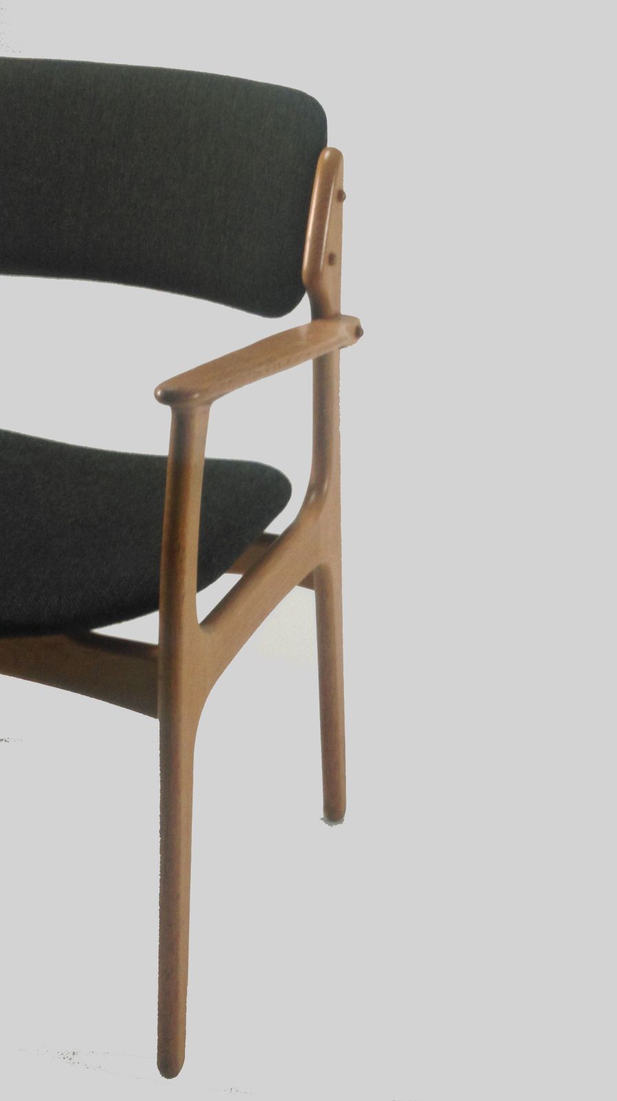 1950s Erik Buch Set Of Eight Model 50 Armchairs In Oak And Black Fabric photo for sale
