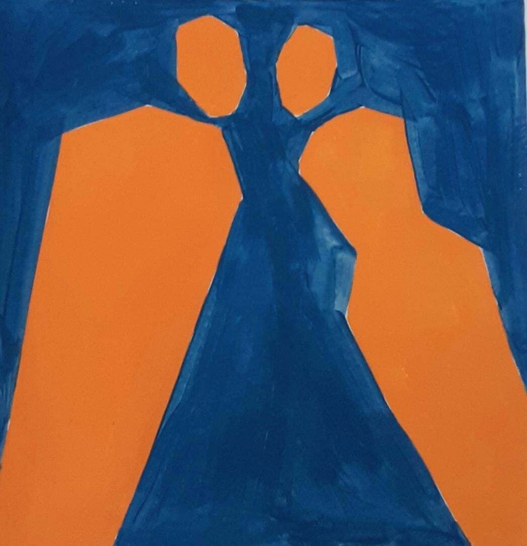 Waleria Matelskaeureka!   Figurative Painting On Paper, Young Art Minimalism, Vibrant 2020