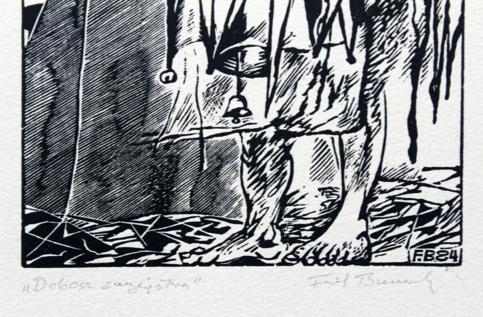 Franciszek Bunschthe Drummer Of Victory   XX Century, Black And White Etching, Figurative1984 photo for sale
