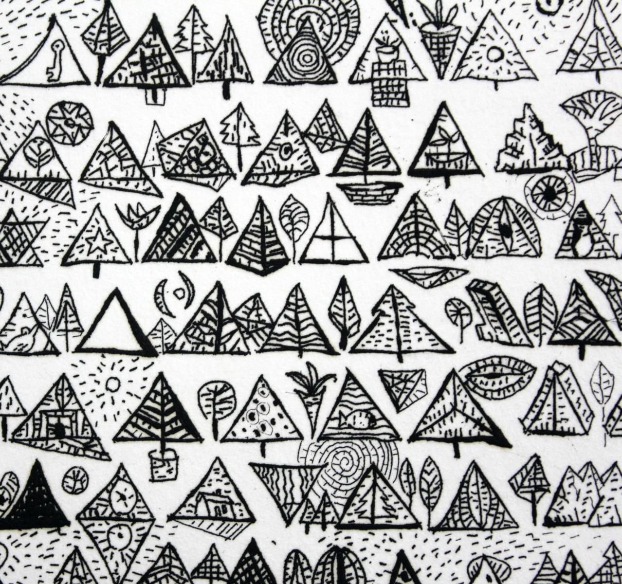 Jerzy Dmitrukrhythmic Breath Of A Coniferous Forest   Xxi Century, Black And White Etching2013 photo furniture