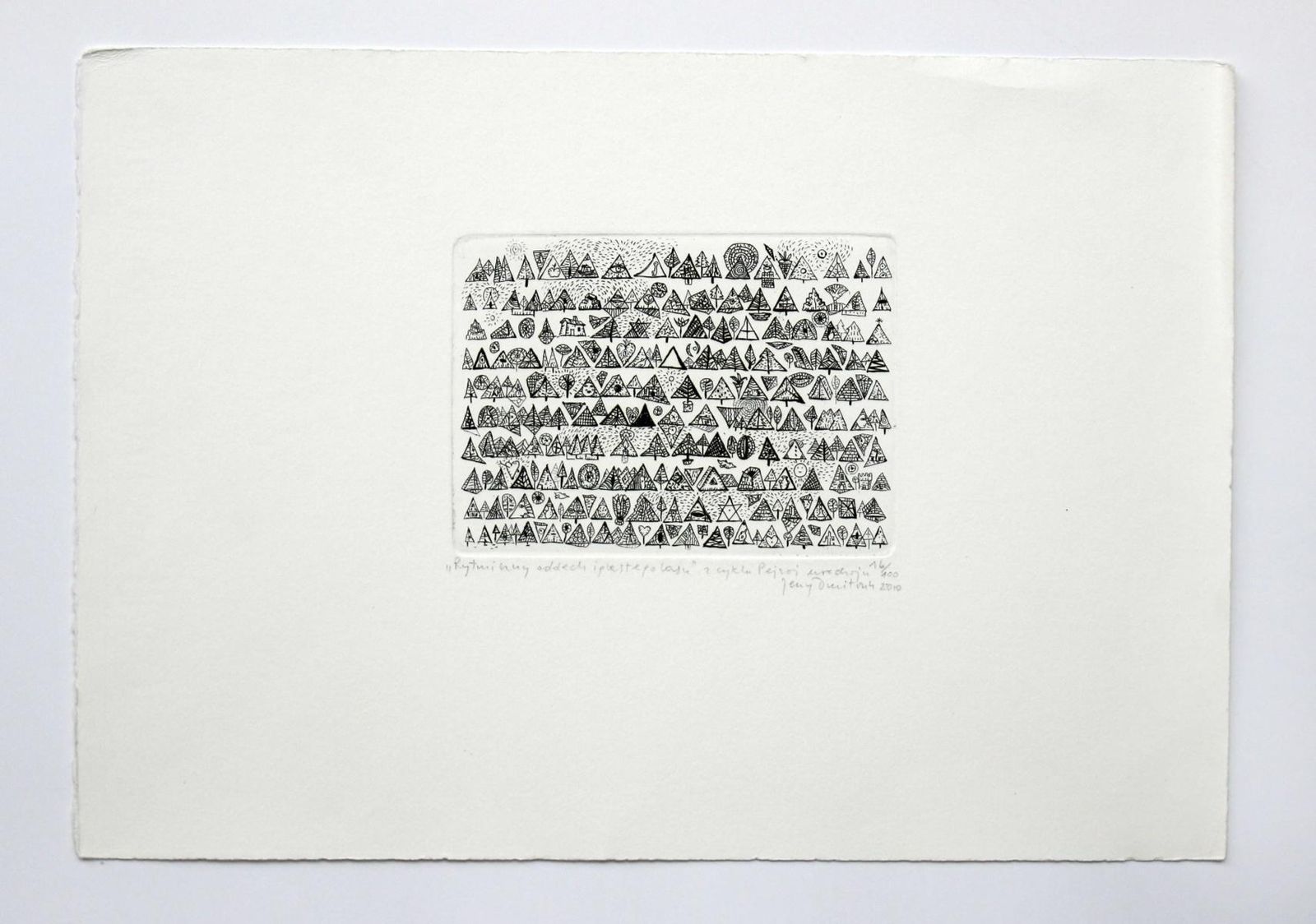 Jerzy Dmitrukrhythmic Breath Of A Coniferous Forest   Xxi Century, Black And White Etching2013 photo Art