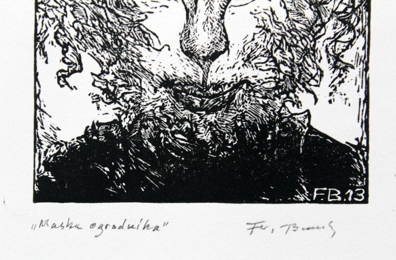 Franciszek Bunschgardener's Mask  Xxi Century, Black And White Print, Figurative2013 photo for sale