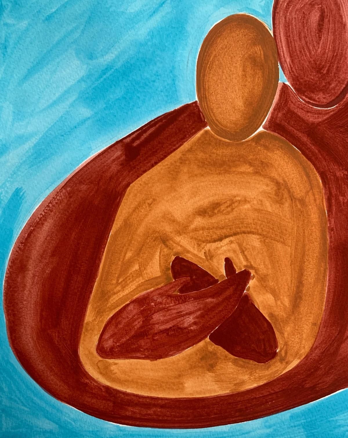Waleria Matelskaembraces. Figurative Painting On Paper, Young Art, Vibrant, European Art2024 photo vinterior