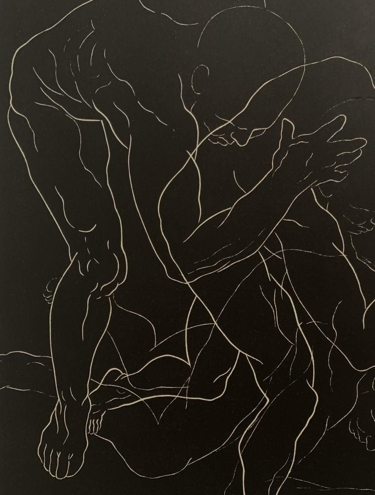 Luiza Kasprzykaction 2   Young Artist, Figurative Print, Linocut, Black & White2021 photo for sale