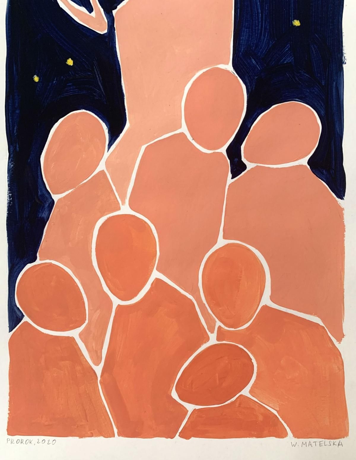 Waleria Matelskaprophet   Figurative Acrylic Painting On Paper, Young Art, Minimalism, Vibrant 2020 photo 298.0