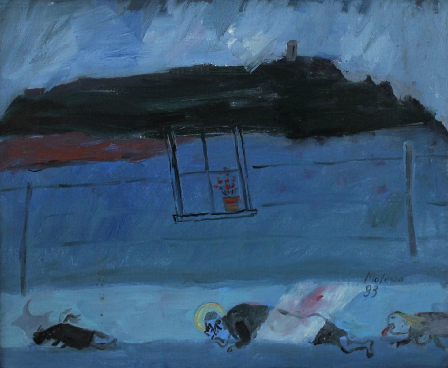 Mikołaj Maleszabehind A Wall   XX Century, Contemporary Oil Painting, Figurative & Landscape1993