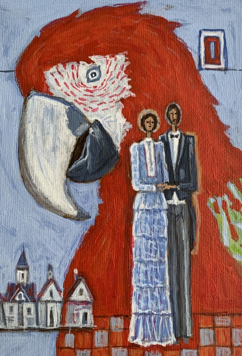 Mikołaj Maleszaa Witness. Contemporary Acrylic Painting, Figurative, Surreal, Polish Artist2022 photo for sale