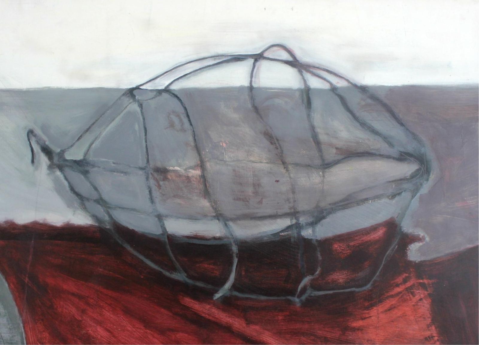 Magdalena Olszewskastill Life   XX Century, Mixed Media Painting, Grey And Red2000