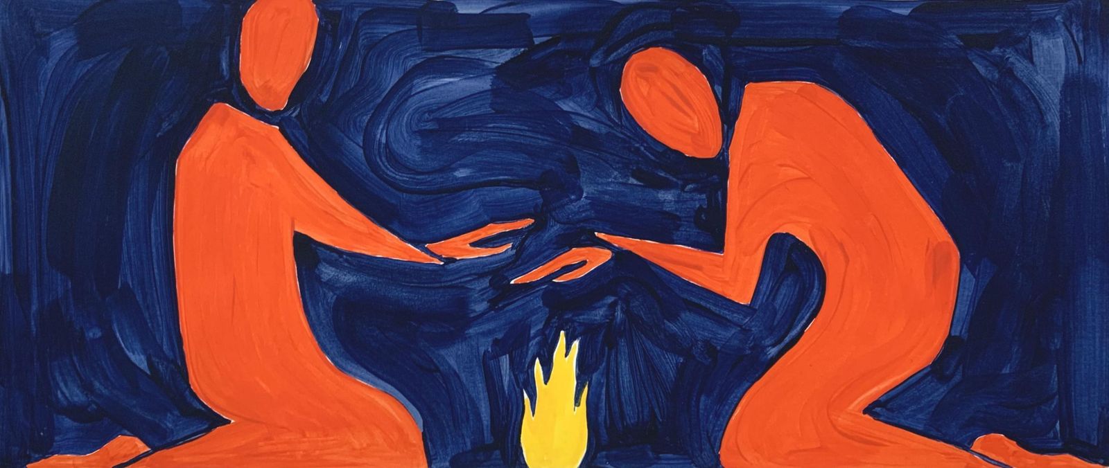 Waleria Matelskafire   Figurative Painting On Paper, Young Art Minimalism, Vibrant 2020